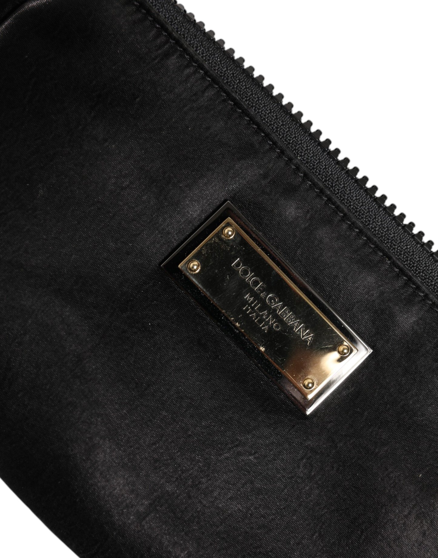 Dolce & Gabbana Black Nylon Logo Plaque Keyring Pouch Clutch Bag Dolce & Gabbana