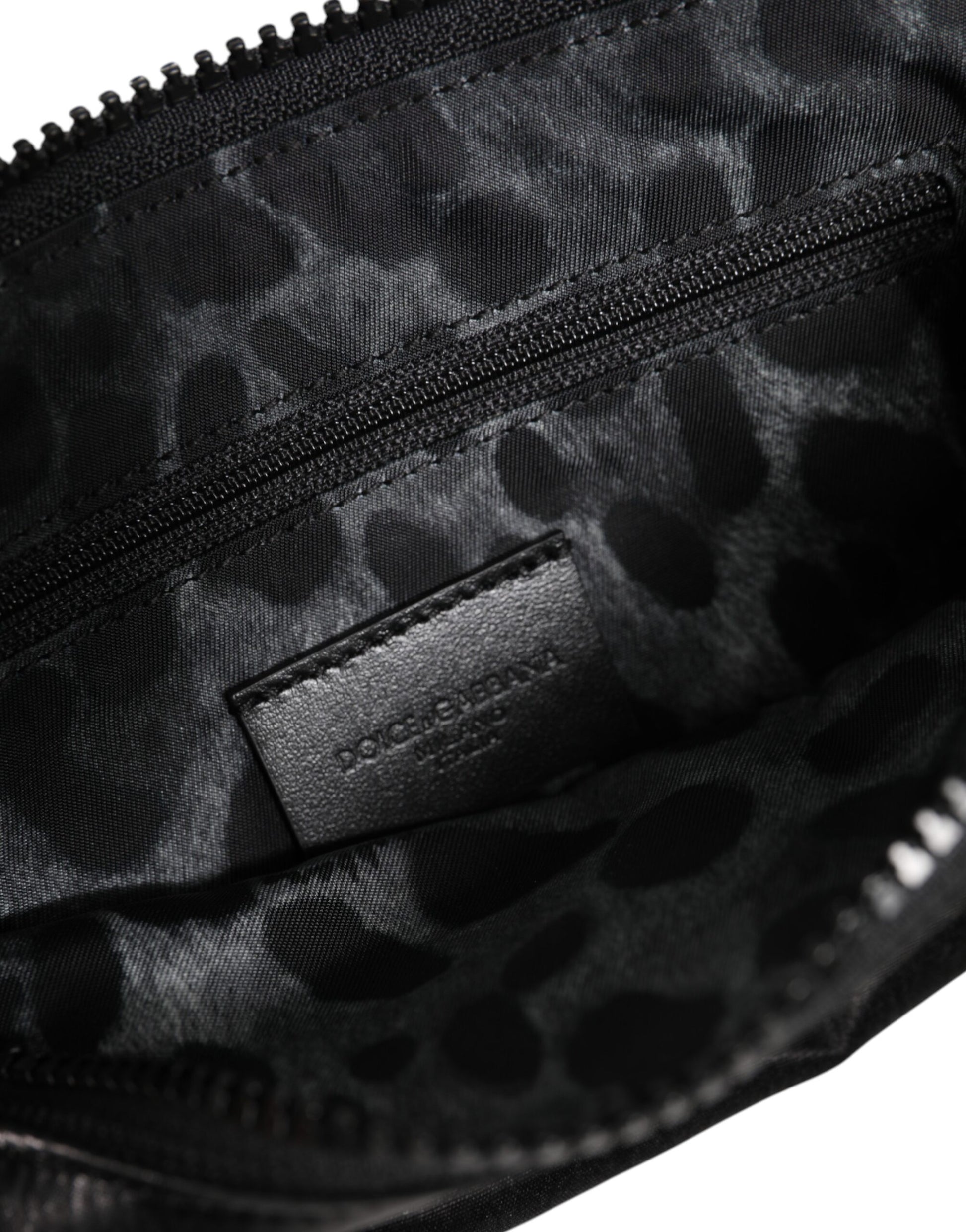 Dolce & Gabbana Black Nylon Logo Plaque Keyring Pouch Clutch Bag Dolce & Gabbana