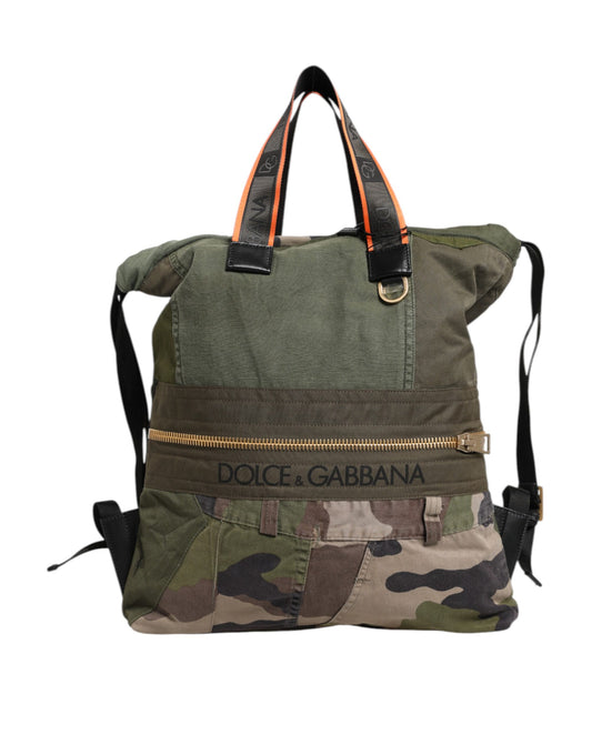 Dolce & Gabbana Military Green Patchwork Rucksack Backpack Bag Dolce & Gabbana