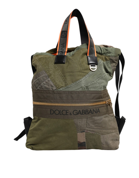 Dolce & Gabbana Military Green Patchwork Rucksack Backpack Bag Dolce & Gabbana