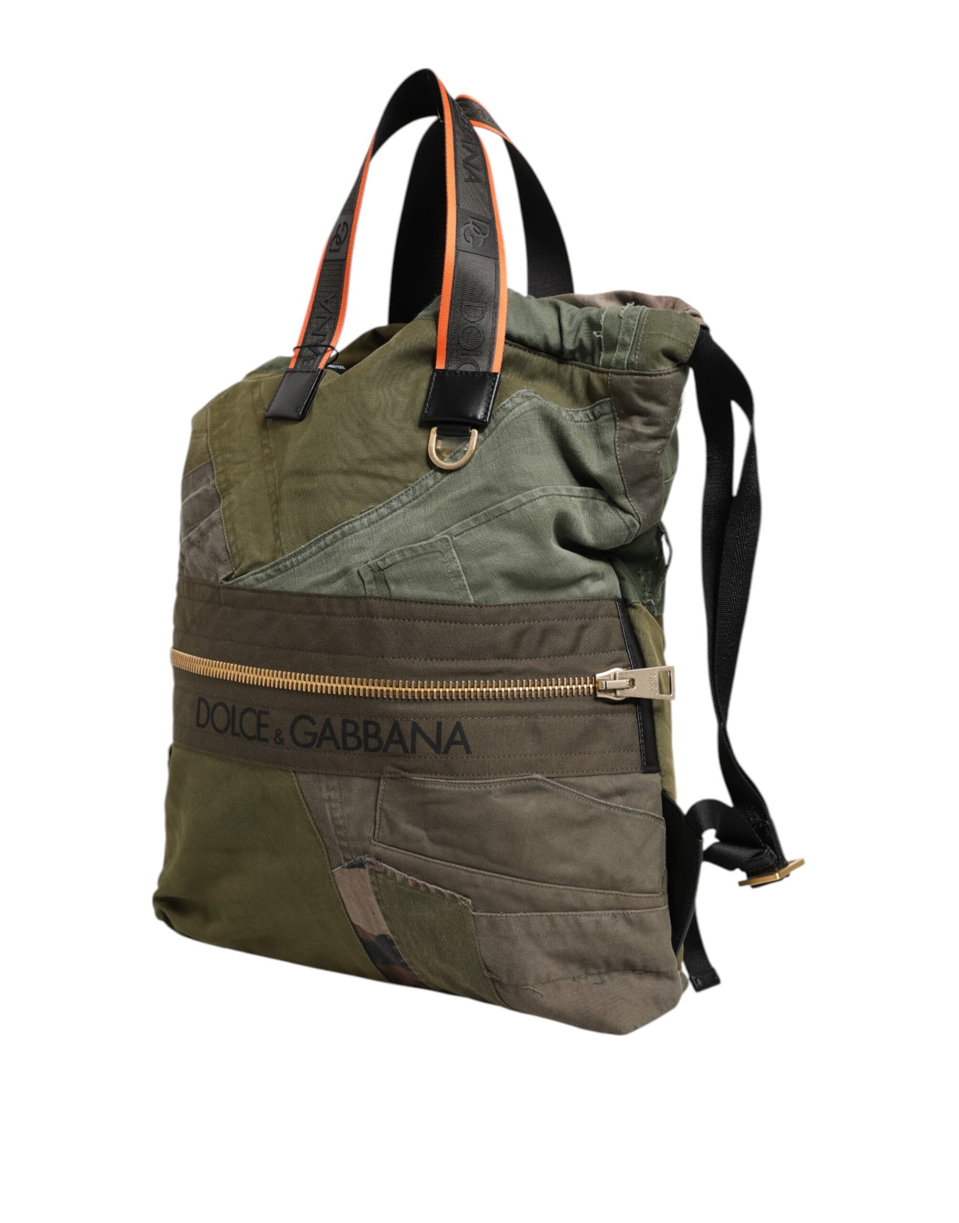 Dolce & Gabbana Military Green Patchwork Rucksack Backpack Bag Dolce & Gabbana