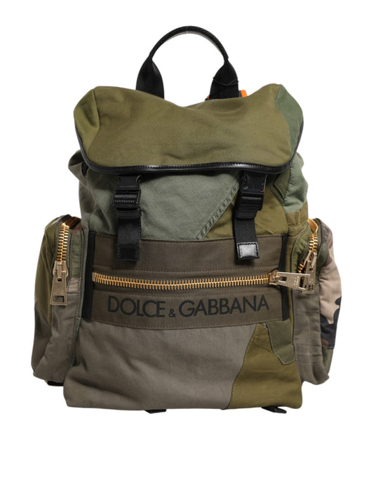 Dolce & Gabbana Military Green Patchwork Rucksack Backpack Bag Dolce & Gabbana