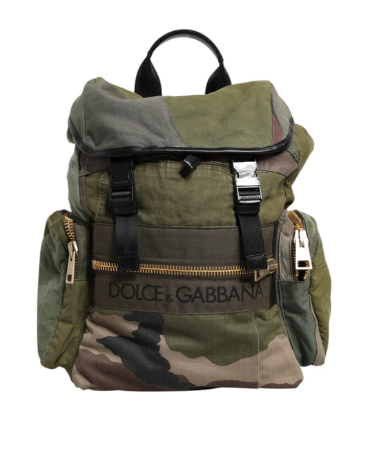 Dolce & Gabbana Military Green Patchwork Rucksack Backpack Bag Dolce & Gabbana