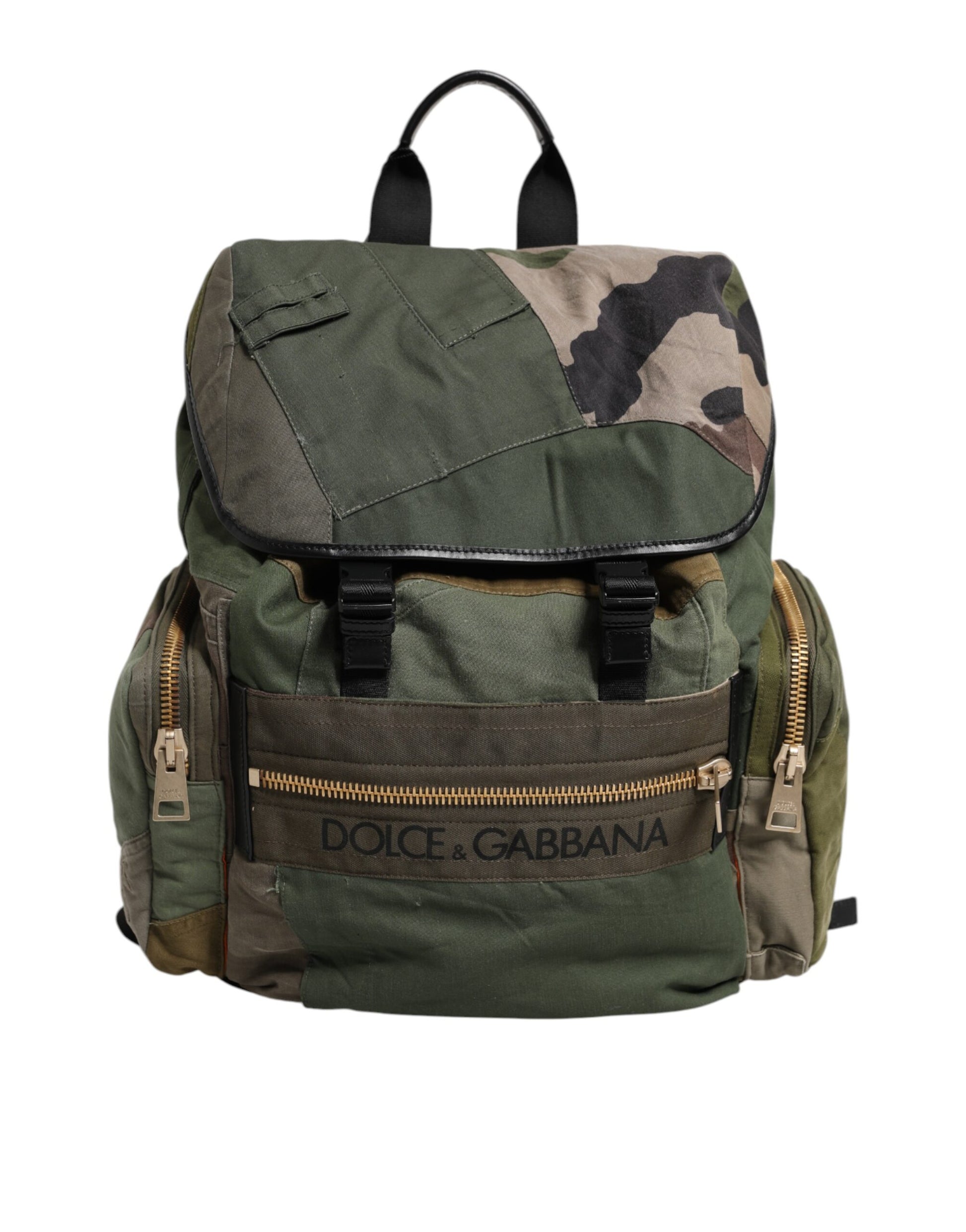 Dolce & Gabbana Military Green Patchwork Rucksack Backpack Bag Dolce & Gabbana