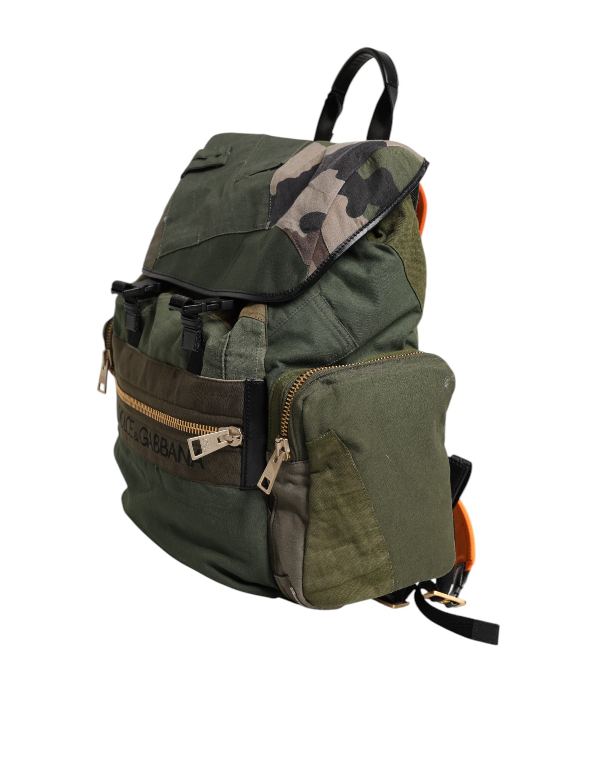 Dolce & Gabbana Military Green Patchwork Rucksack Backpack Bag Dolce & Gabbana