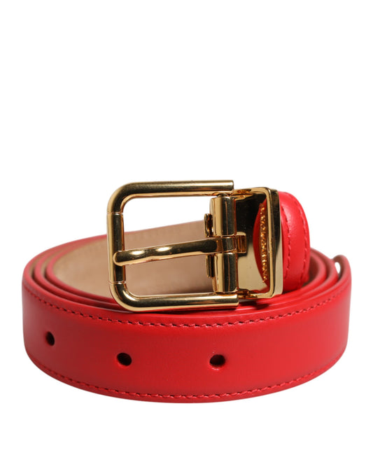 Dolce & Gabbana Red Leather Gold Metal Buckle Cintura Belt Dolce & Gabbana