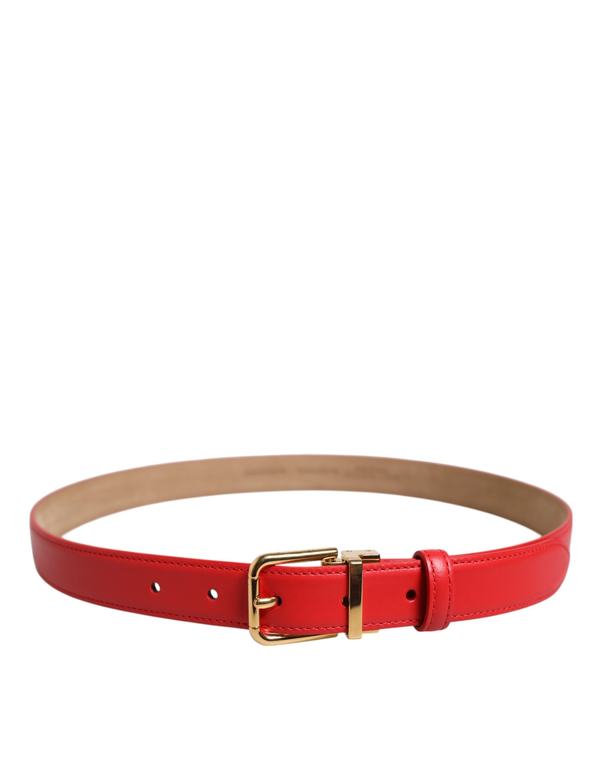 Dolce & Gabbana Red Leather Gold Metal Buckle Cintura Belt Dolce & Gabbana