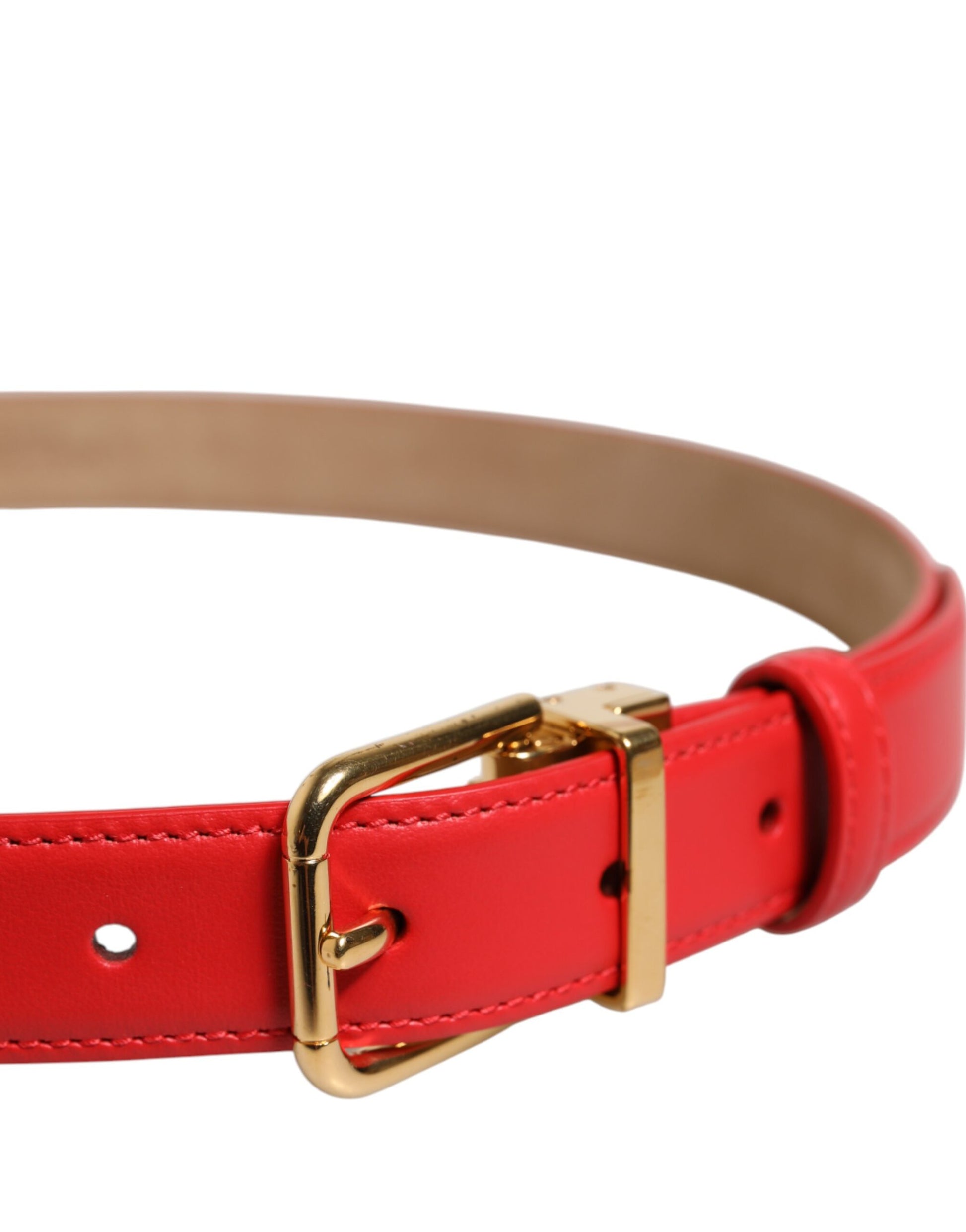 Dolce & Gabbana Red Leather Gold Metal Buckle Cintura Belt Dolce & Gabbana