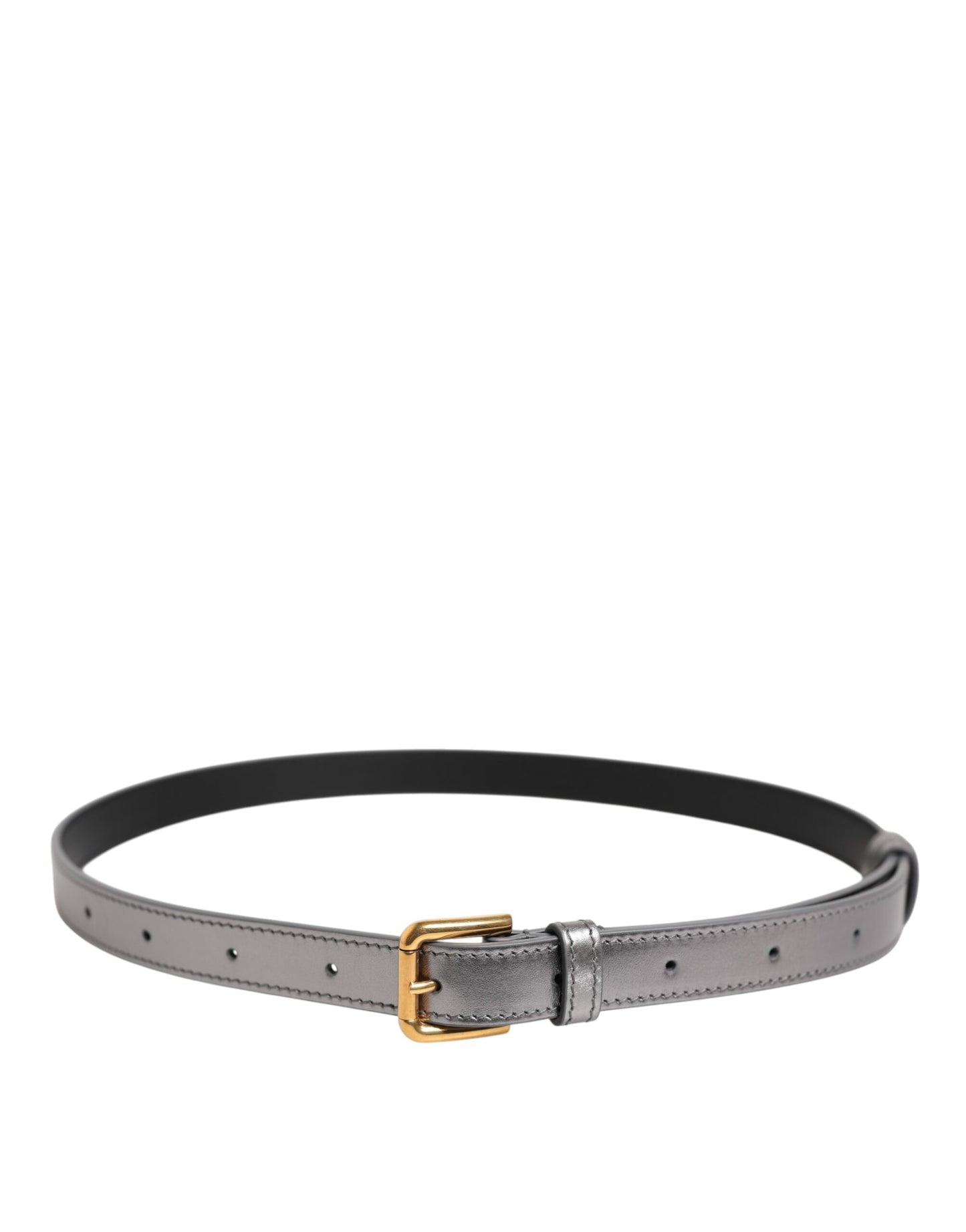 Dolce & Gabbana Silver Logo Engraved Metal Waist Buckle Belt Dolce & Gabbana