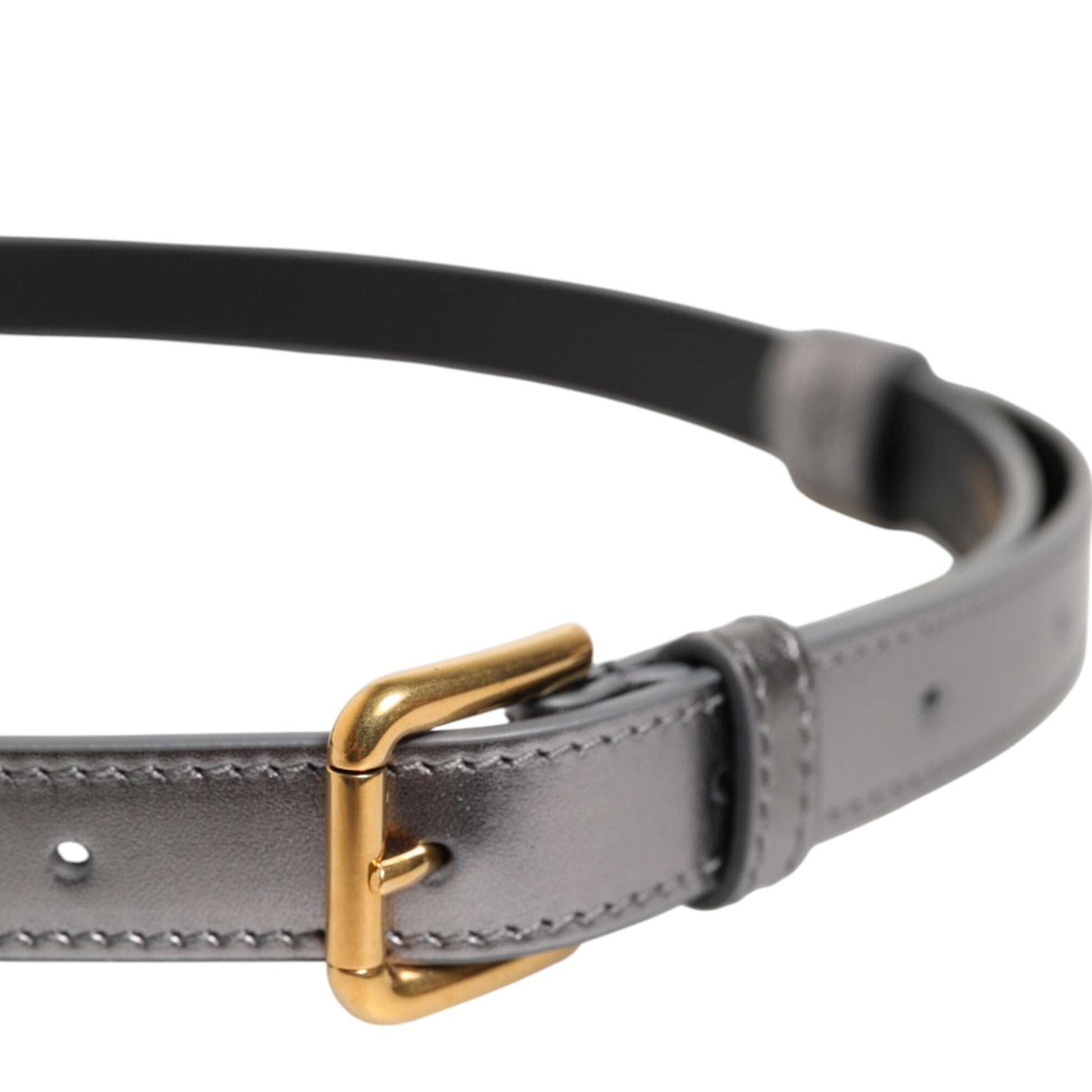 Dolce & Gabbana Silver Logo Engraved Metal Waist Buckle Belt