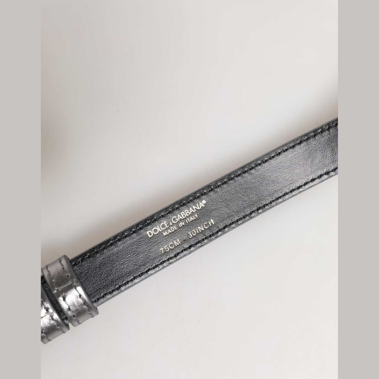 Dolce & Gabbana Silver Logo Engraved Metal Waist Buckle Belt