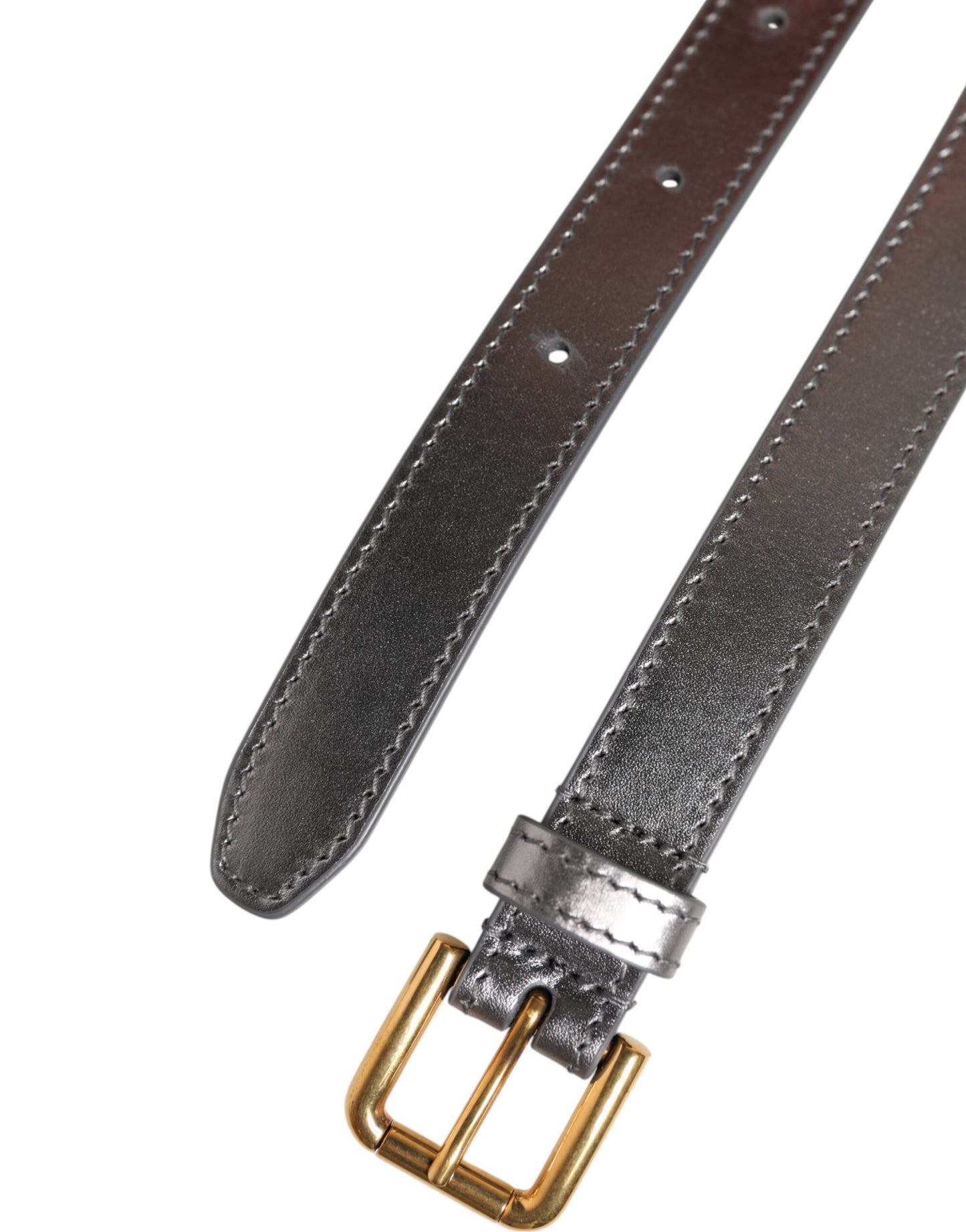 Dolce & Gabbana Silver Logo Engraved Metal Waist Buckle Belt Dolce & Gabbana
