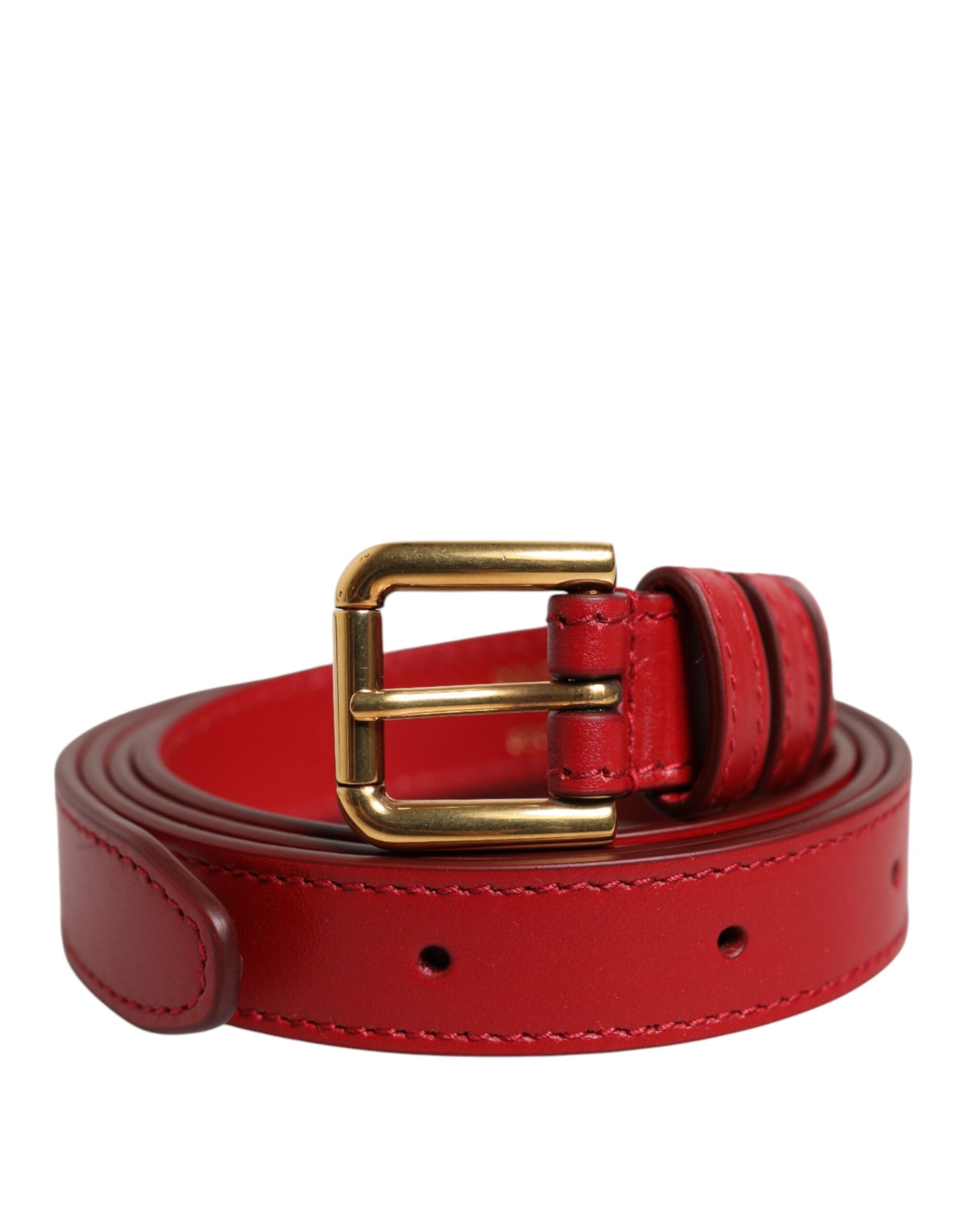 Dolce & Gabbana Red Logo Engraved Metal Waist Buckle Belt Dolce & Gabbana