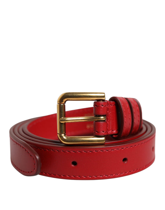 Dolce & Gabbana Red Logo Engraved Metal Waist Buckle Belt Dolce & Gabbana