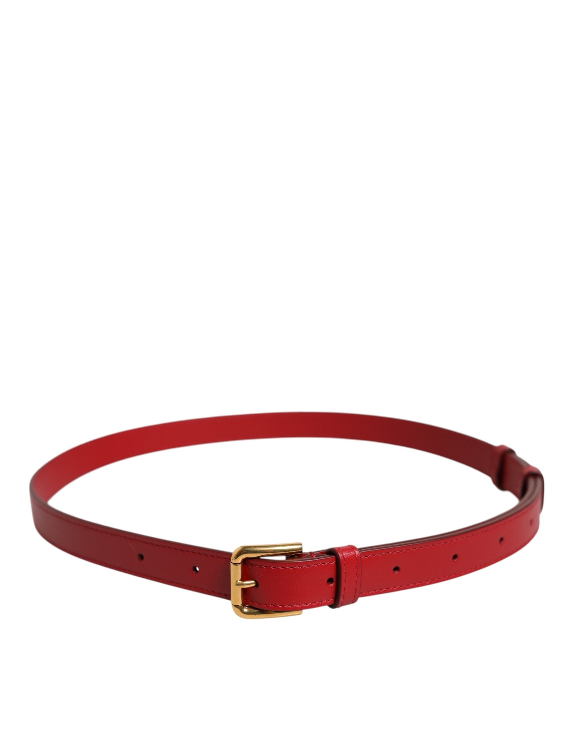 Dolce & Gabbana Red Logo Engraved Metal Waist Buckle Belt Dolce & Gabbana