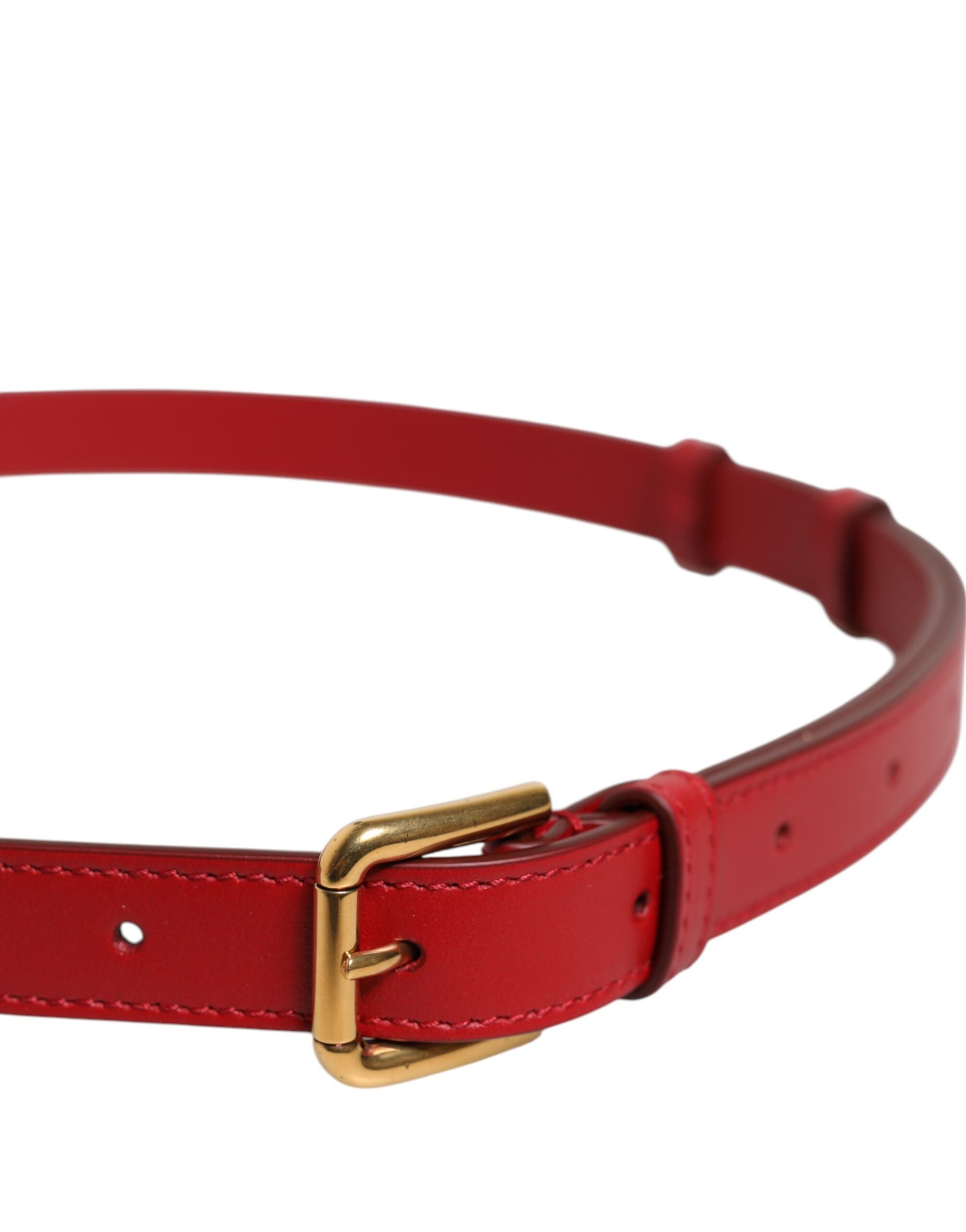 Dolce & Gabbana Red Logo Engraved Metal Waist Buckle Belt Dolce & Gabbana