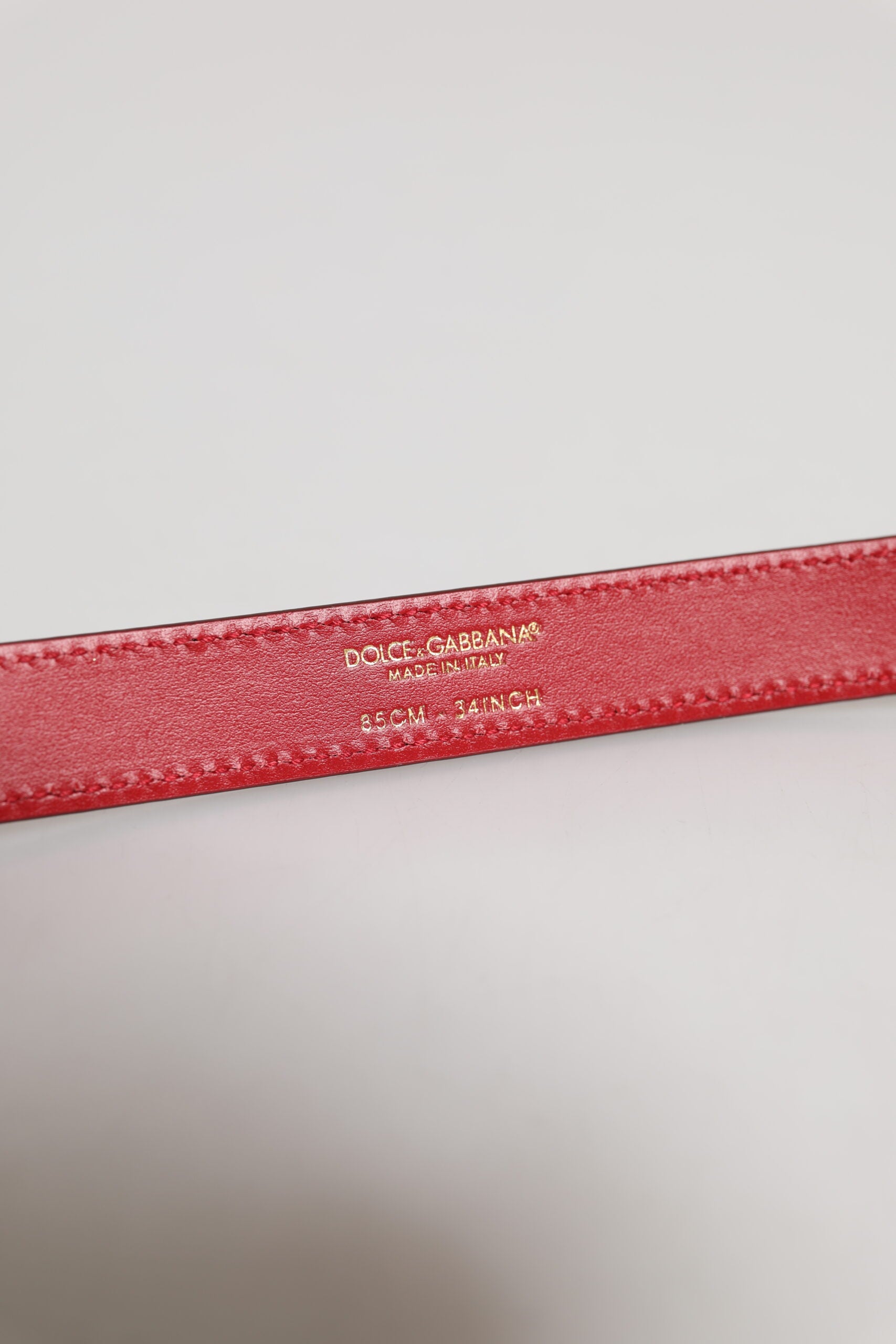 Dolce & Gabbana Red Logo Engraved Metal Waist Buckle Belt Dolce & Gabbana