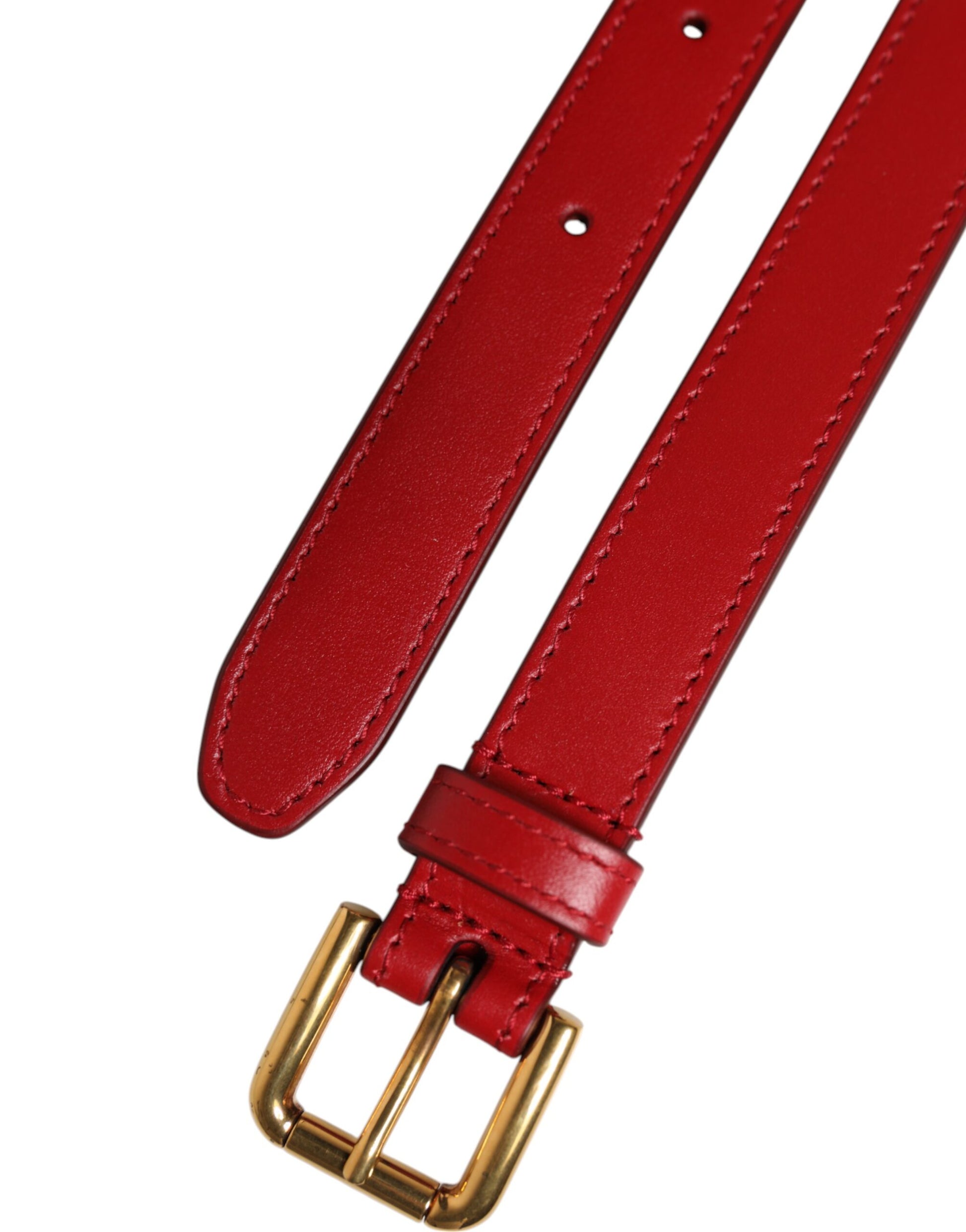Dolce & Gabbana Red Logo Engraved Metal Waist Buckle Belt Dolce & Gabbana