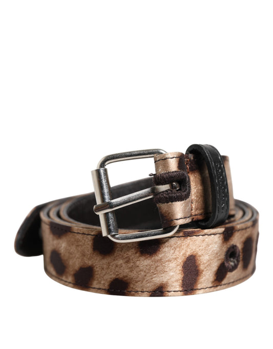 Dolce & Gabbana Brown Leopard Silver Metal Buckle Belt Dolce & Gabbana