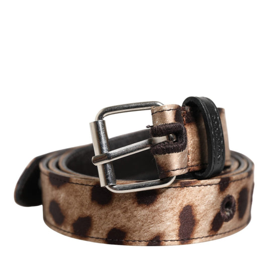 Dolce & Gabbana Brown Leopard Silver Metal Buckle Belt Dolce & Gabbana