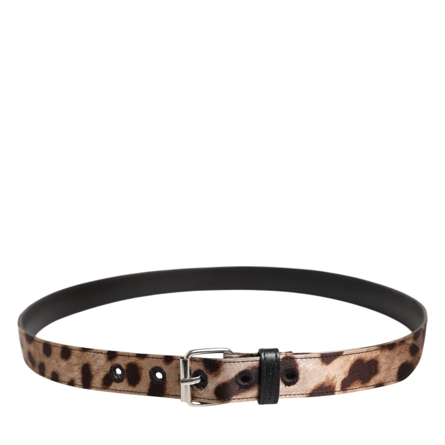 Dolce & Gabbana Brown Leopard Silver Metal Buckle Belt Dolce & Gabbana