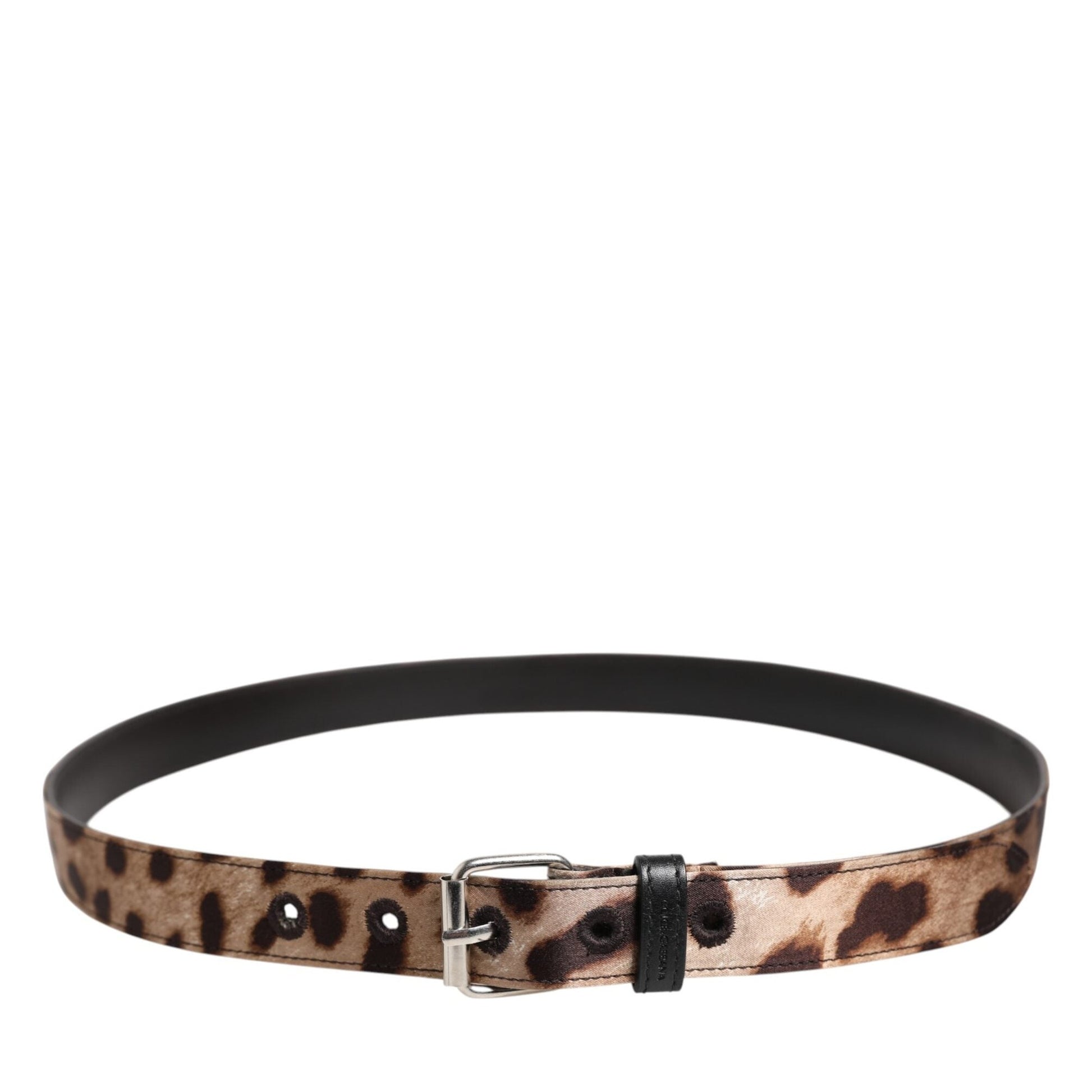 Dolce & Gabbana Brown Leopard Silver Metal Buckle Belt Dolce & Gabbana