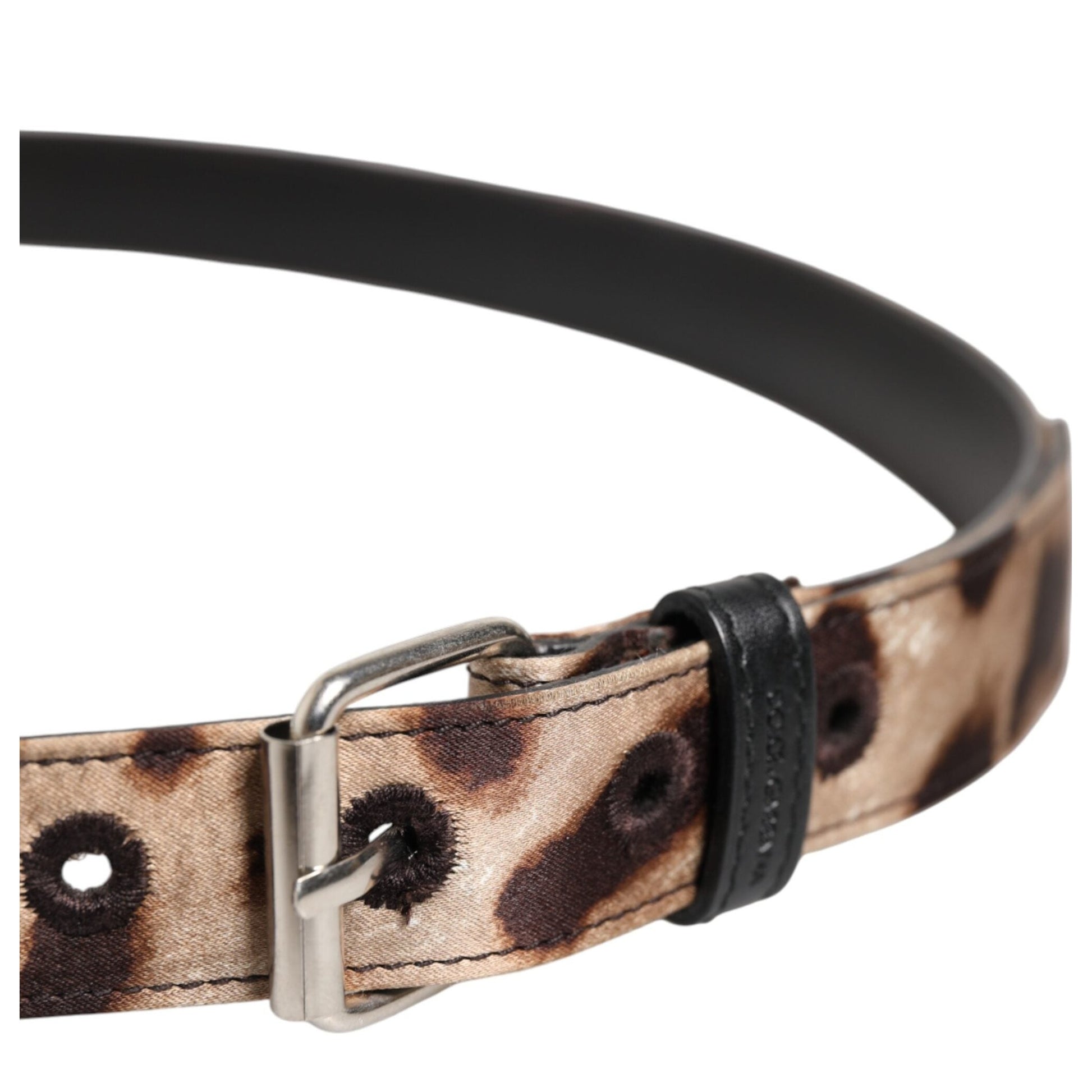 Dolce & Gabbana Brown Leopard Silver Metal Buckle Belt Dolce & Gabbana