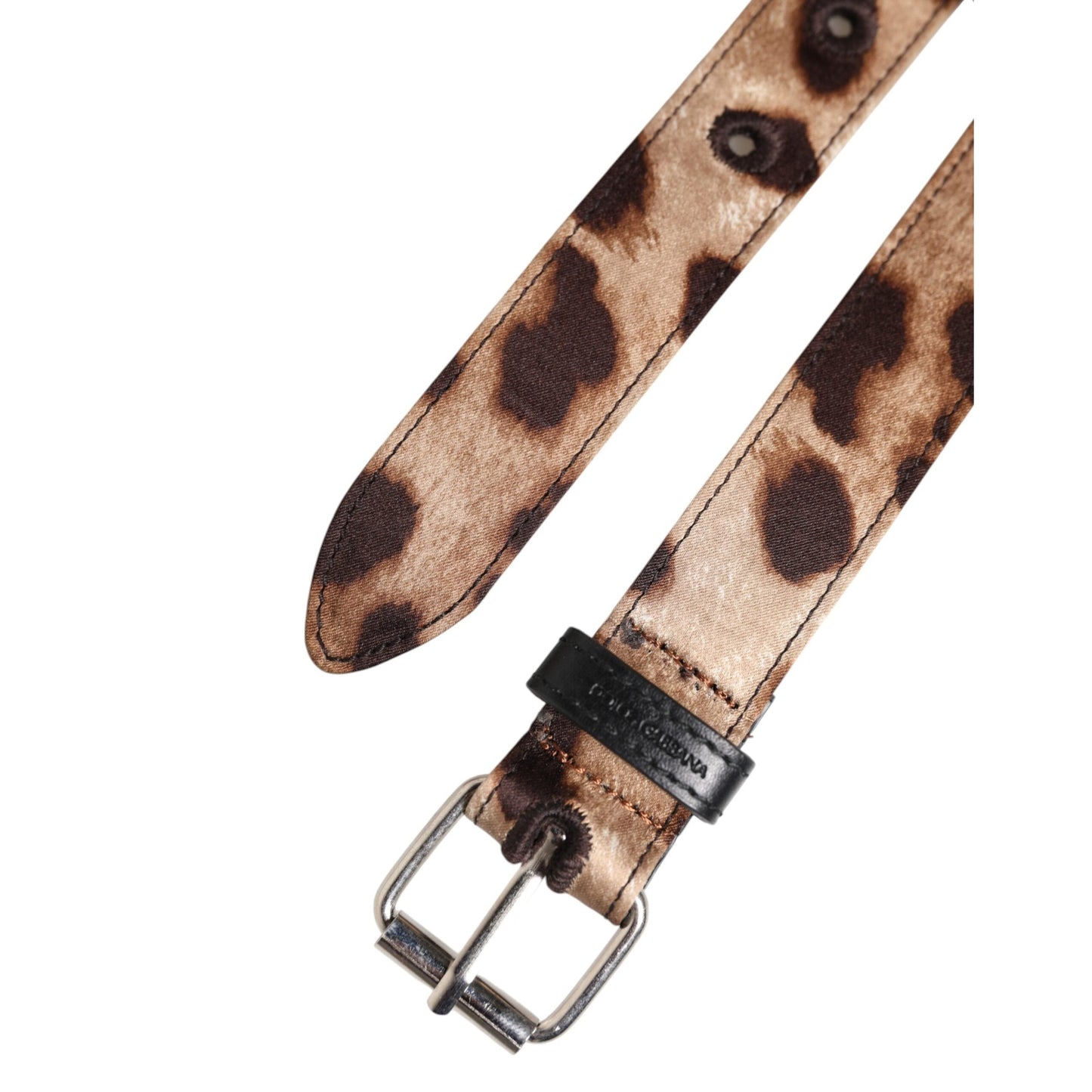 Dolce & Gabbana Brown Leopard Silver Metal Buckle Belt Dolce & Gabbana