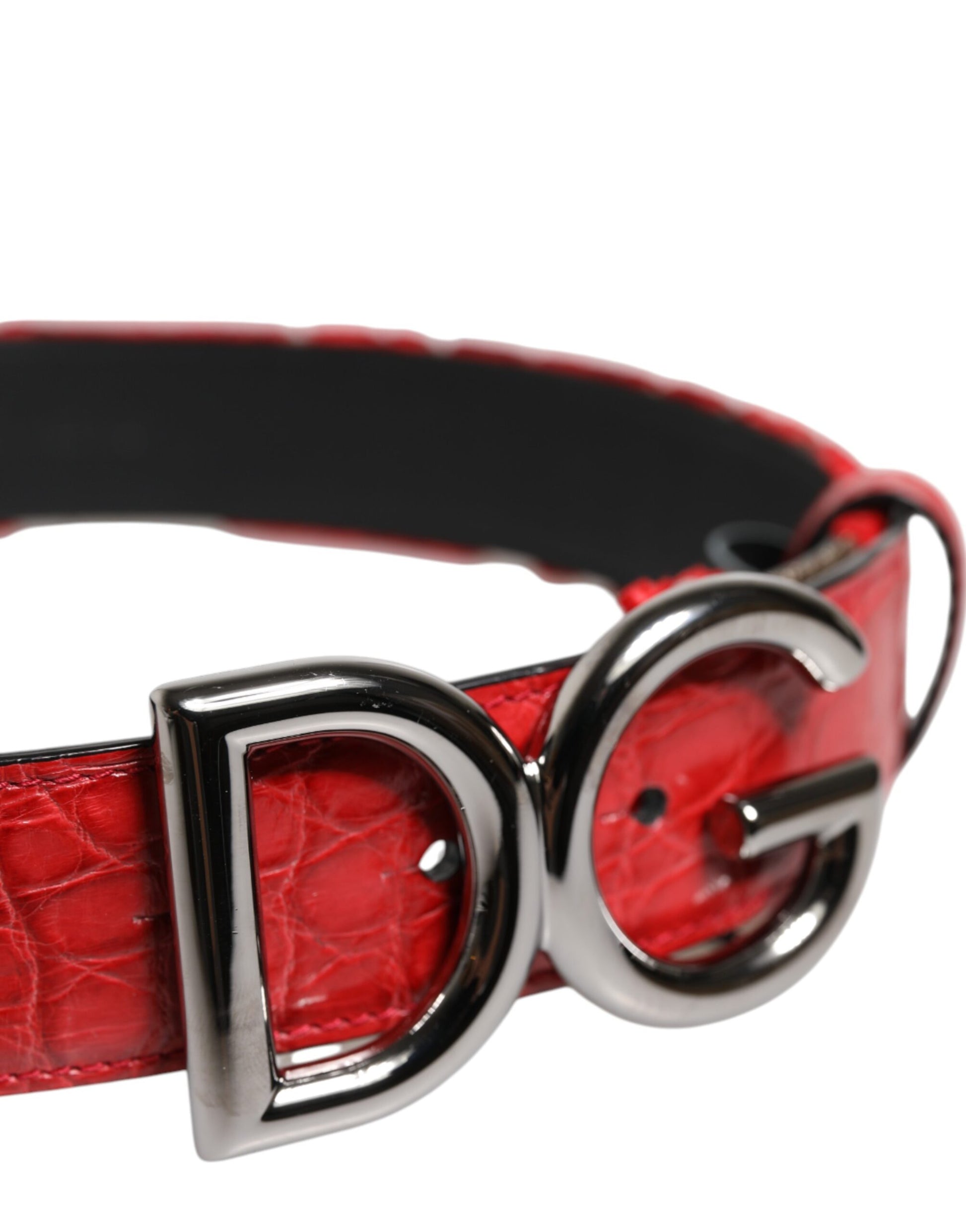 Dolce & Gabbana Red Viscose Silver DG Logo Metal Buckle Belt Dolce & Gabbana
