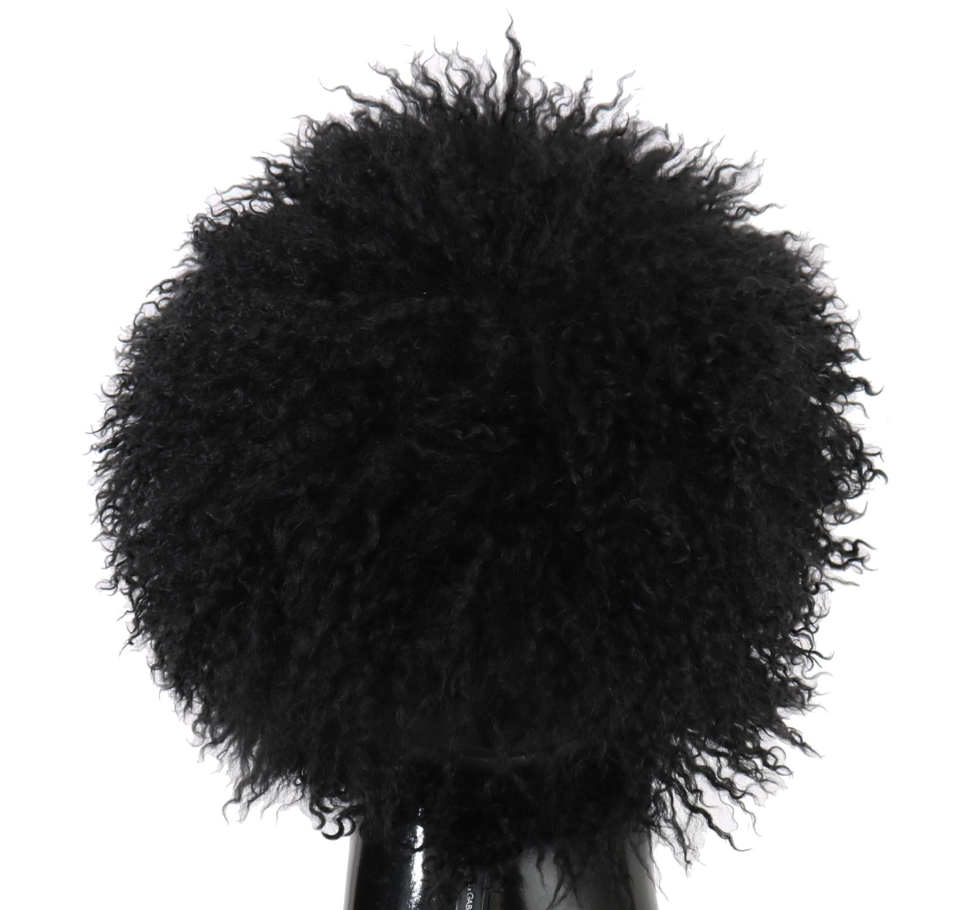Dolce & Gabbana Black Tibet Lamb Fur Leather Gatsby Hat Dolce & Gabbana
