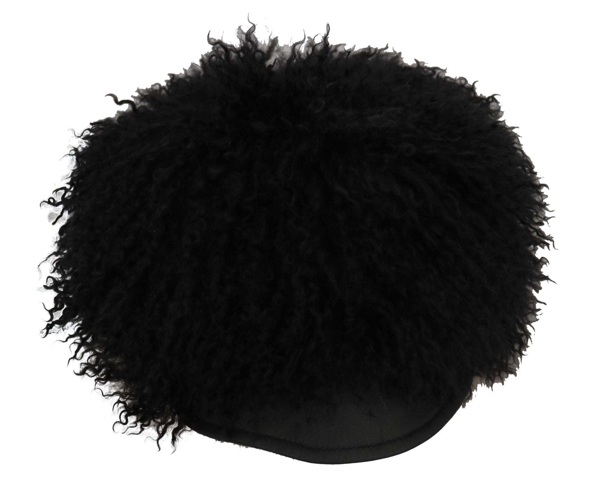 Dolce & Gabbana Black Tibet Lamb Fur Leather Gatsby Hat Dolce & Gabbana
