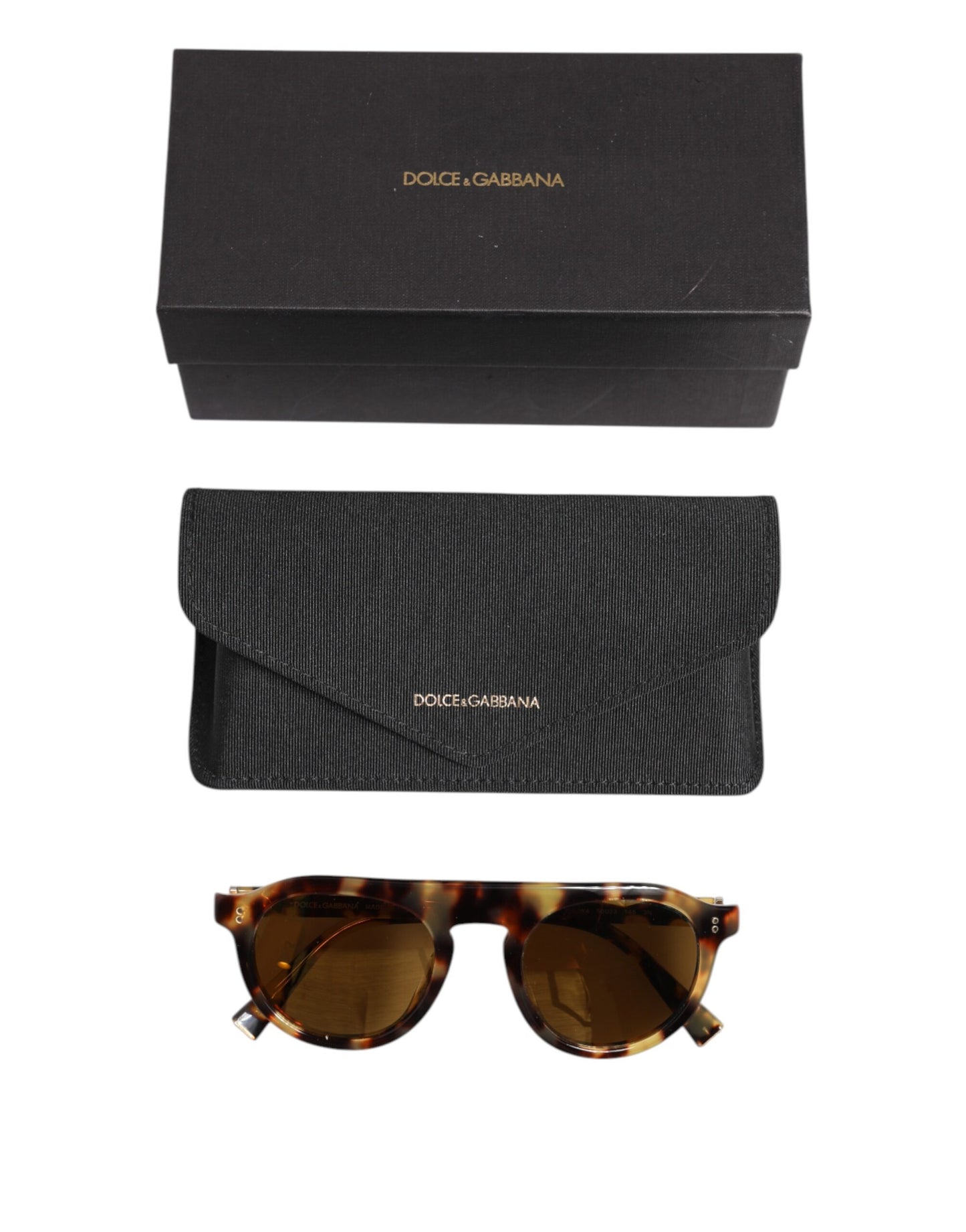 Dolce & Gabbana Brown Acetate Round Leopard Print Eyewear Sunglasses Dolce & Gabbana