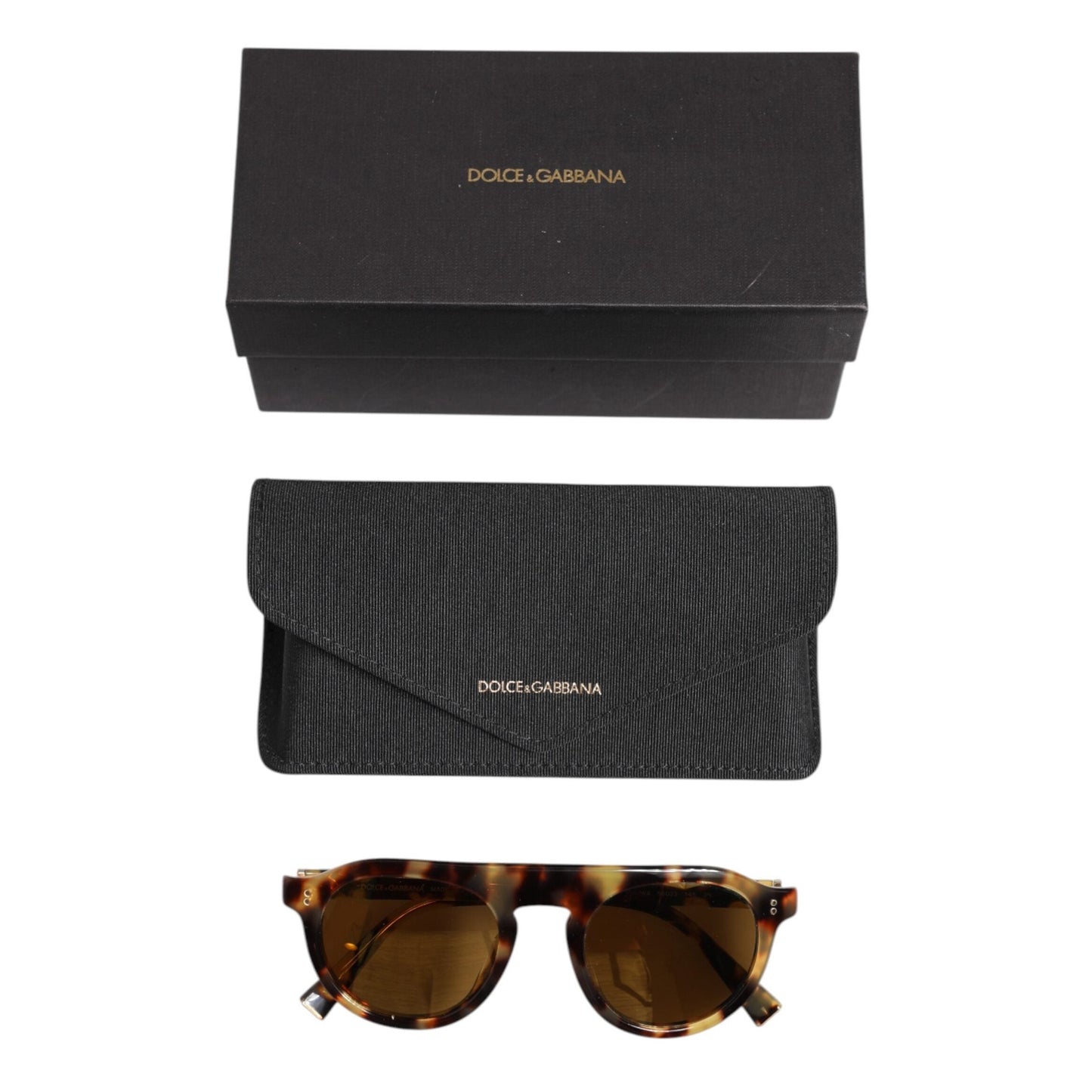 Dolce & Gabbana Brown Acetate Round Leopard Print Eyewear Sunglasses