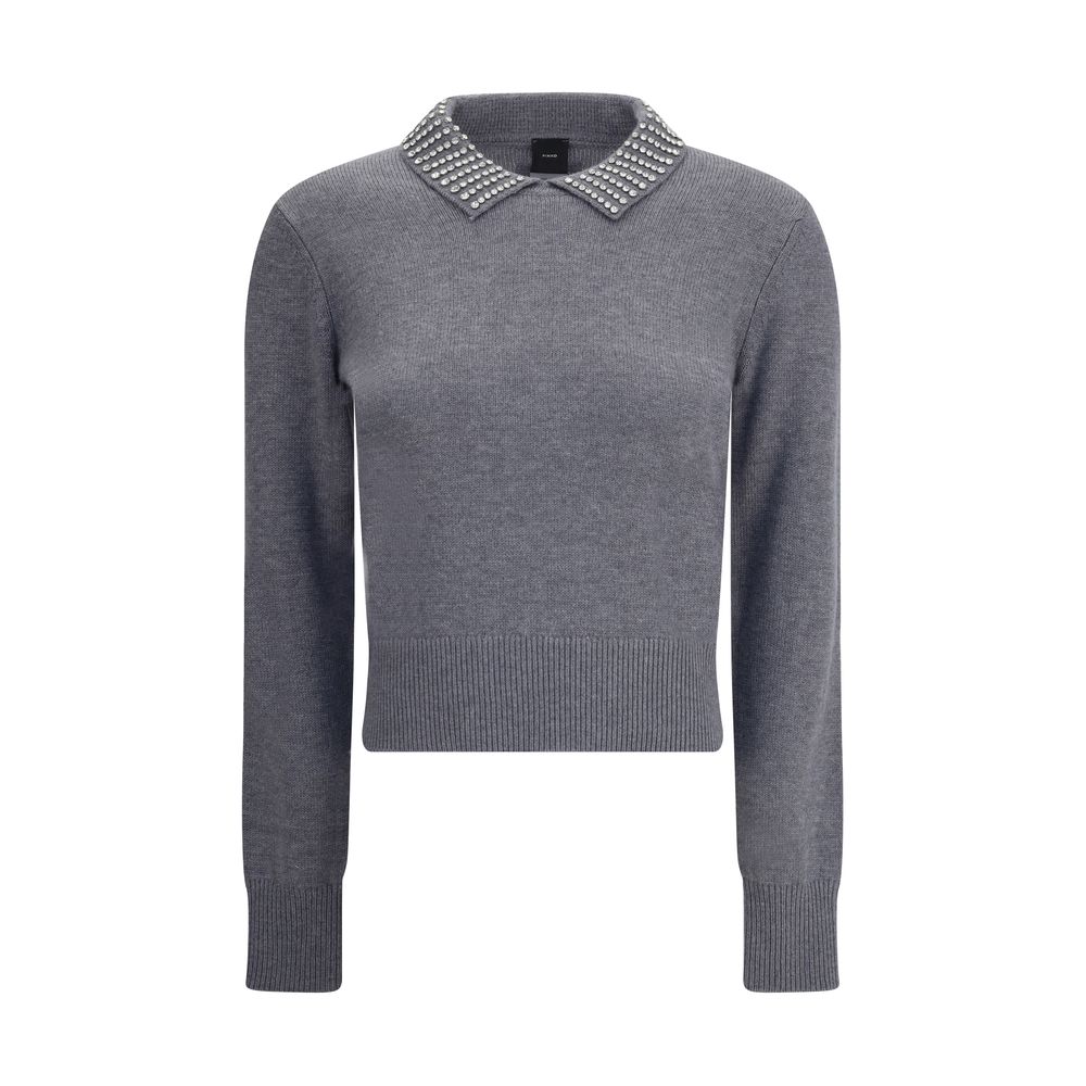 PINKO Rhinestone-decorated collar Sweater PINKO