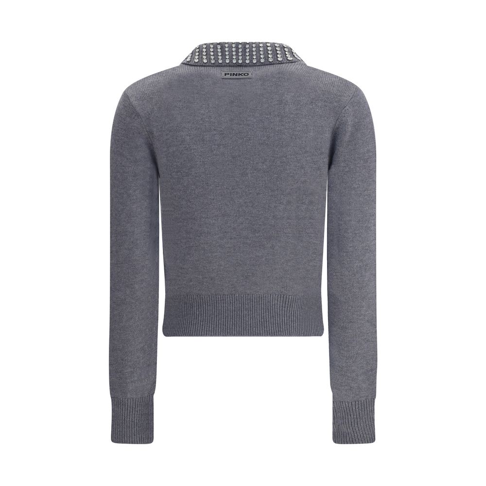 PINKO Rhinestone-decorated collar Sweater PINKO