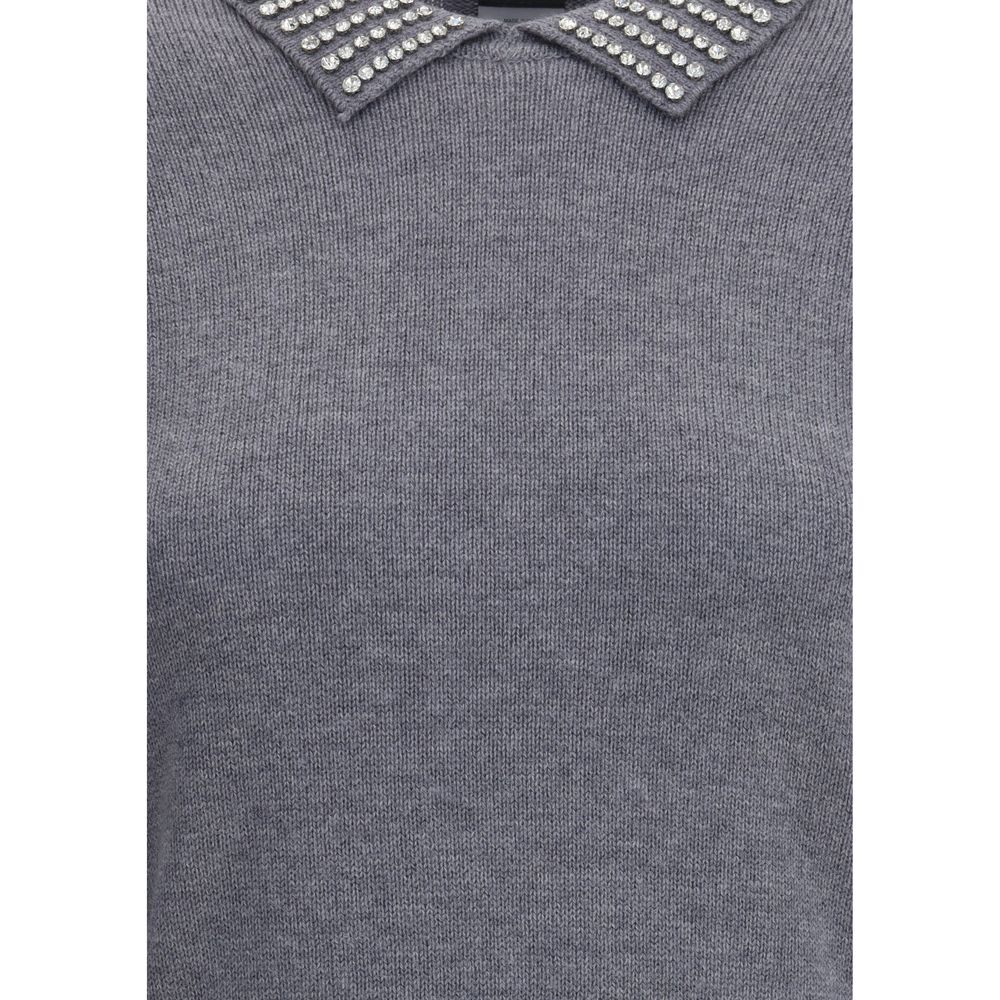 PINKO Rhinestone-decorated collar Sweater PINKO