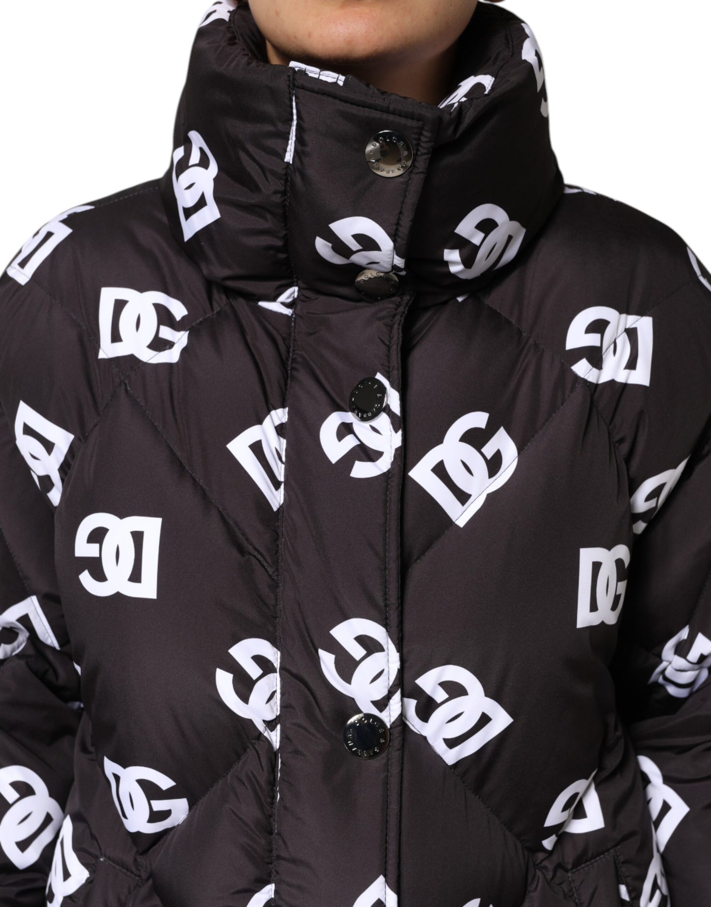 Dolce & Gabbana Black DG Mania Puffer Quilted Long Coat Jacket Dolce & Gabbana