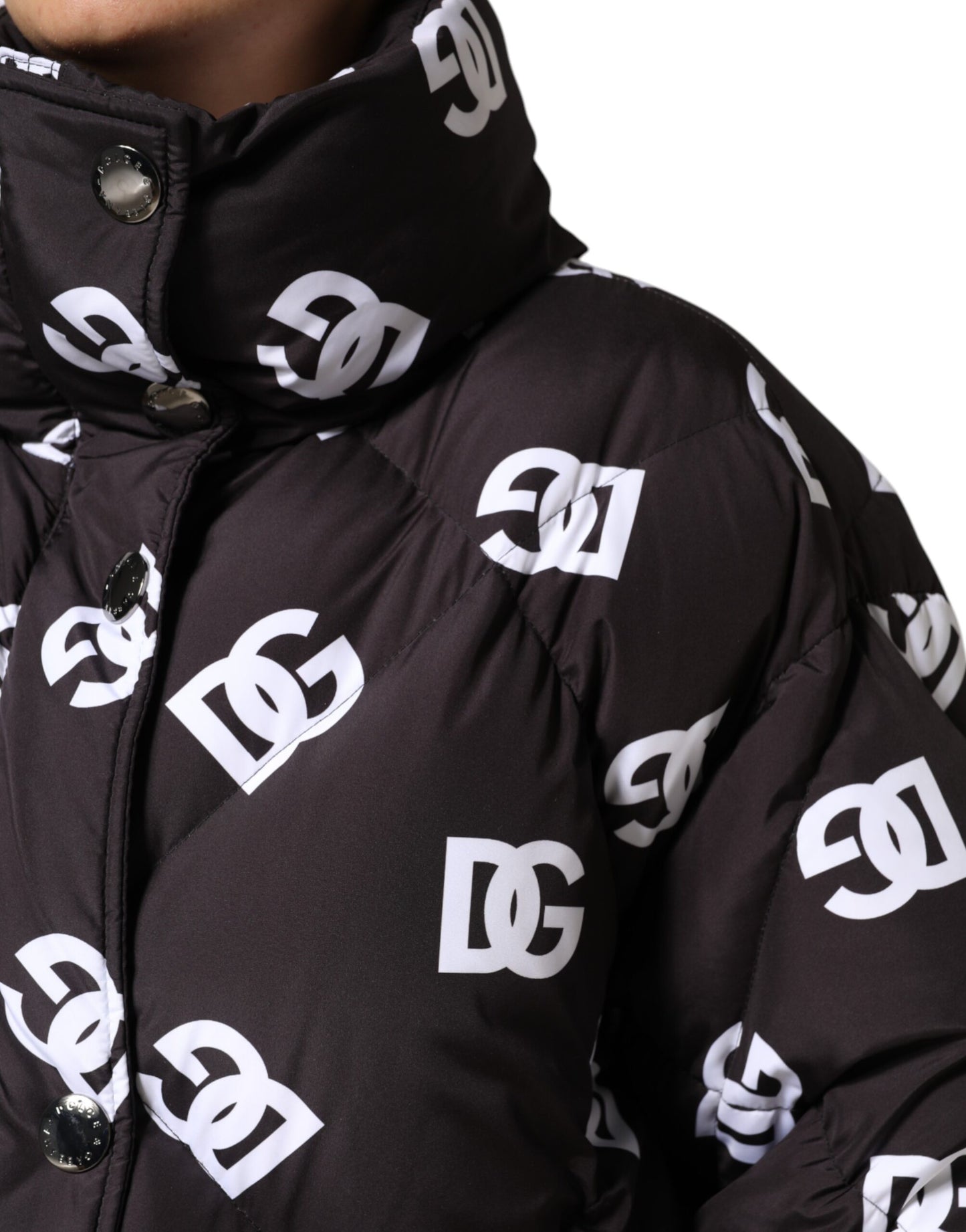 Dolce & Gabbana Black DG Mania Puffer Quilted Long Coat Jacket Dolce & Gabbana