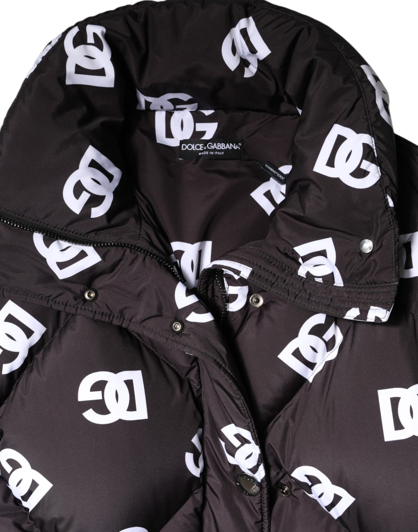 Dolce & Gabbana Black DG Mania Puffer Quilted Long Coat Jacket Dolce & Gabbana