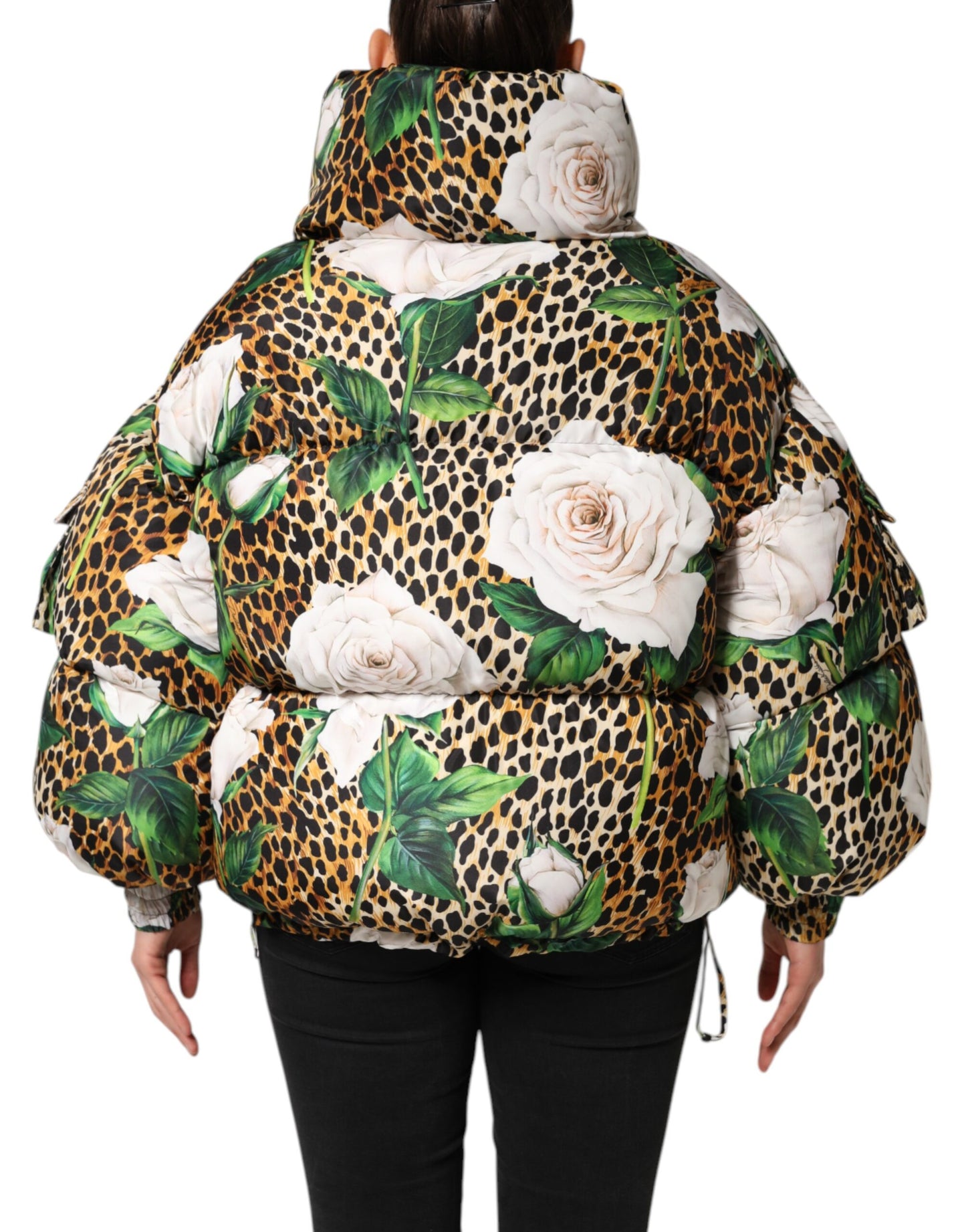 Dolce & Gabbana Multicolor Leopard Rose Puffer Quilted Jacket Dolce & Gabbana