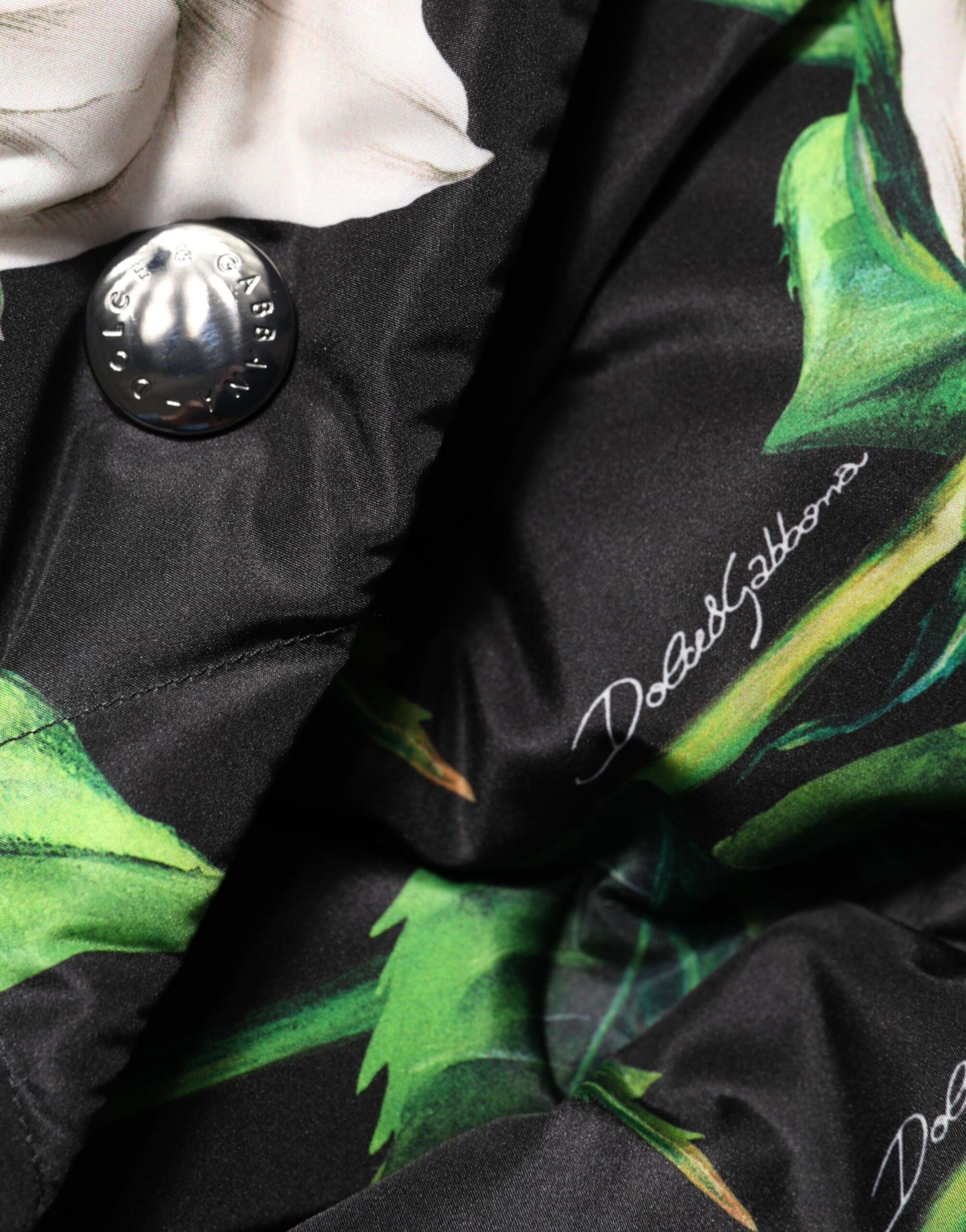 Dolce & Gabbana Black Floral Print Puffer Quilted Jacket Dolce & Gabbana