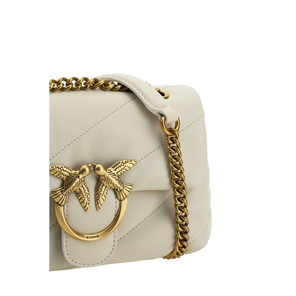 PINKO White Calf Leather Bos Taurus Shoulder Bag PINKO