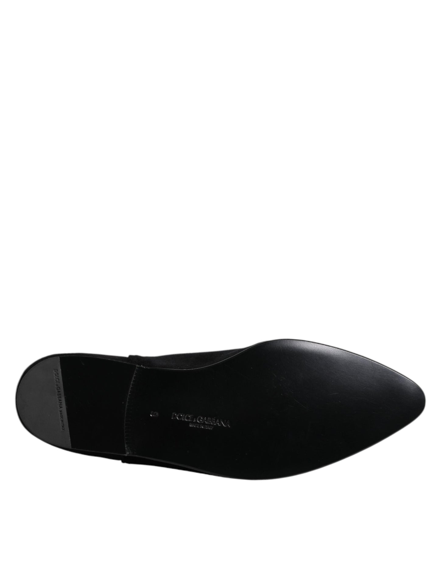 Dolce & Gabbana Black Velvet Embellished Loafer Slip On Shoes Dolce & Gabbana