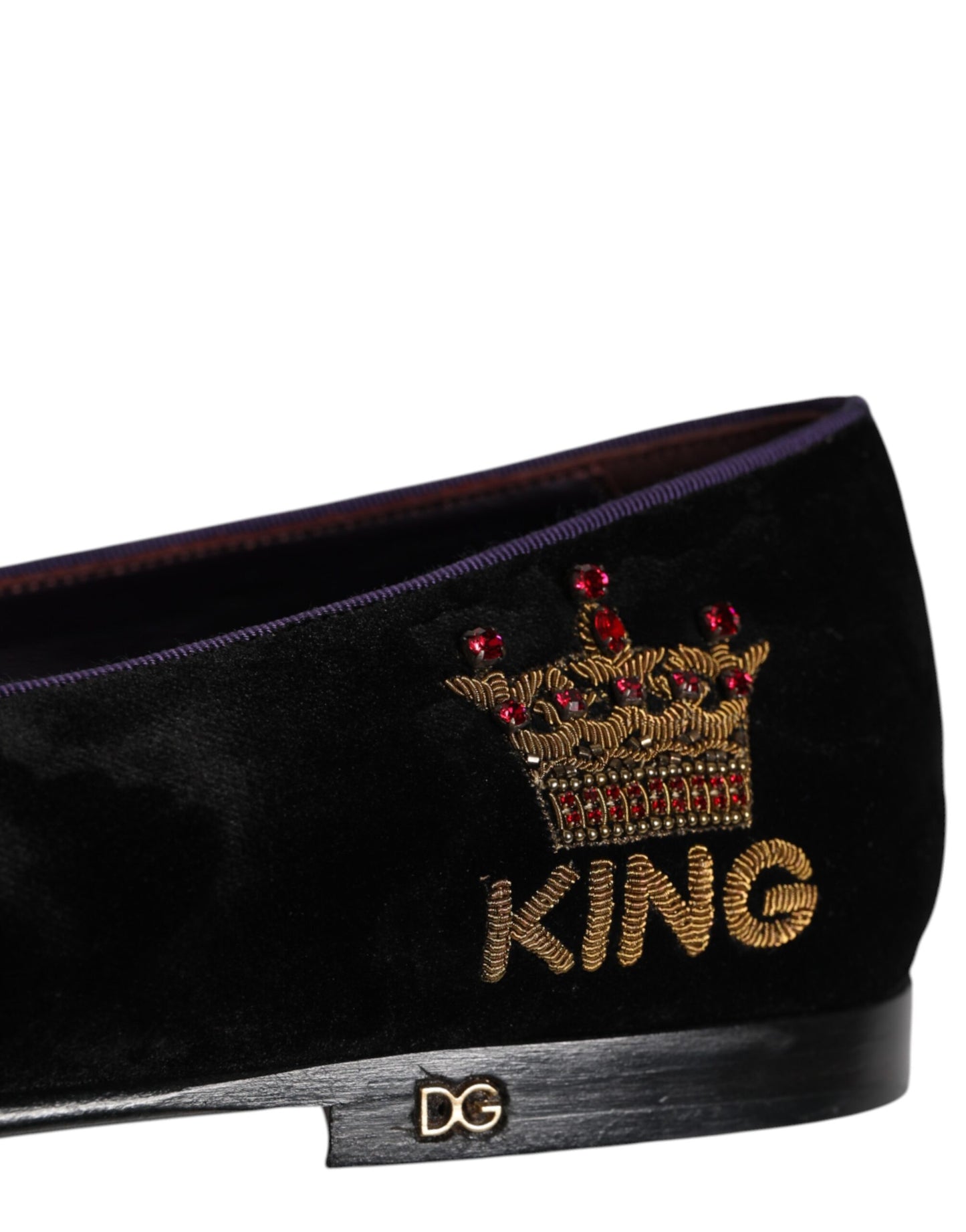 Dolce & Gabbana Black DG Crown Embroidery Loafers Slip On Shoes Dolce & Gabbana