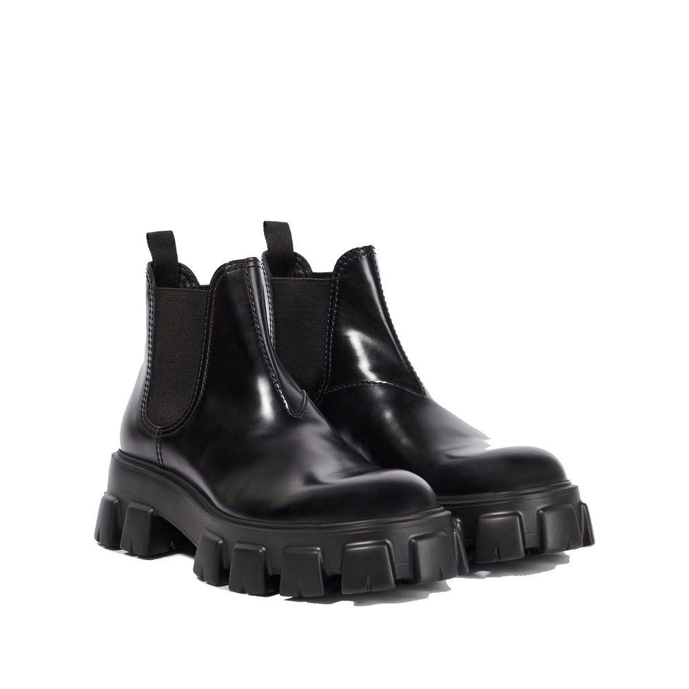 Prada Monolith Leather Ankle Boots Prada