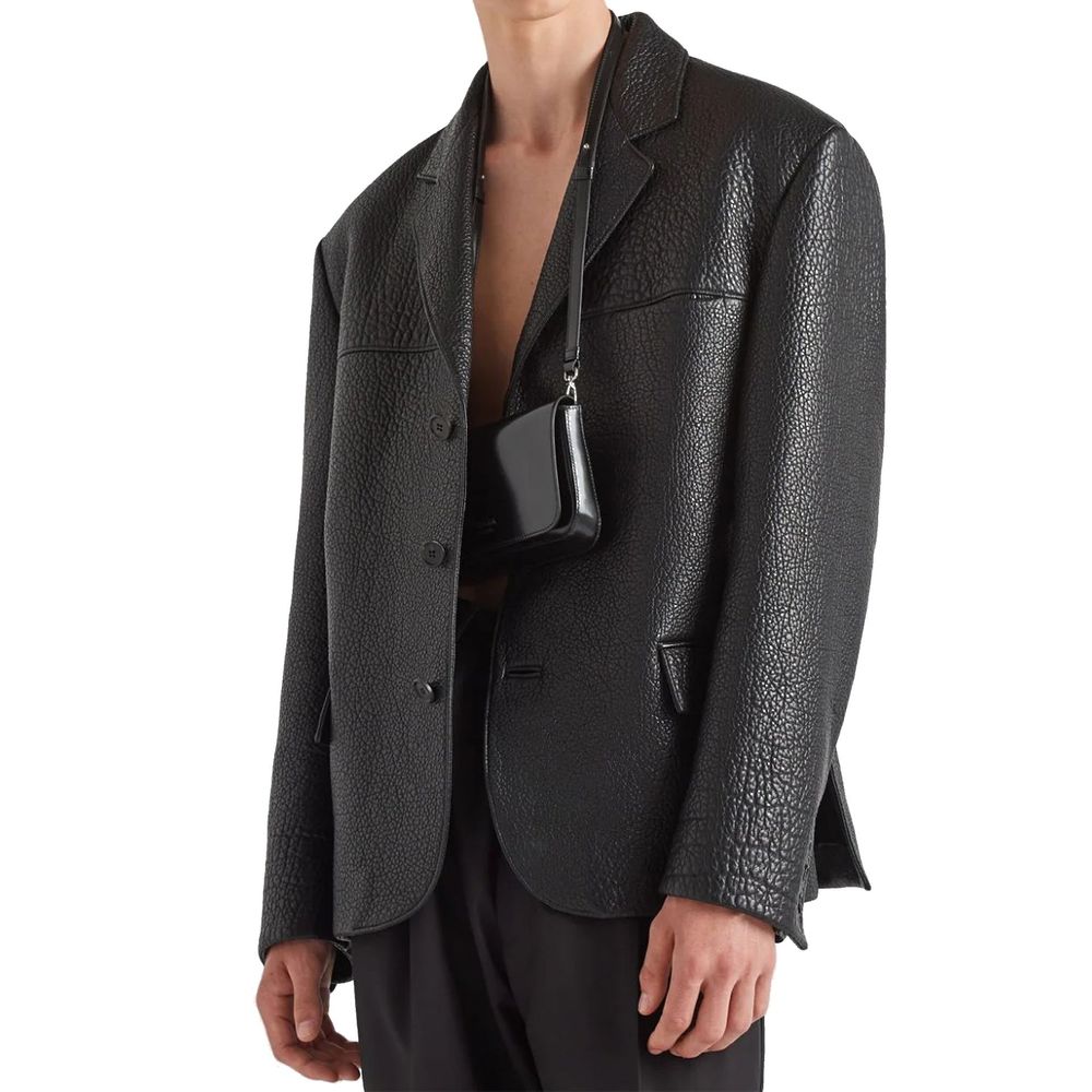 Prada Single-Breasted Leather Jacket Prada