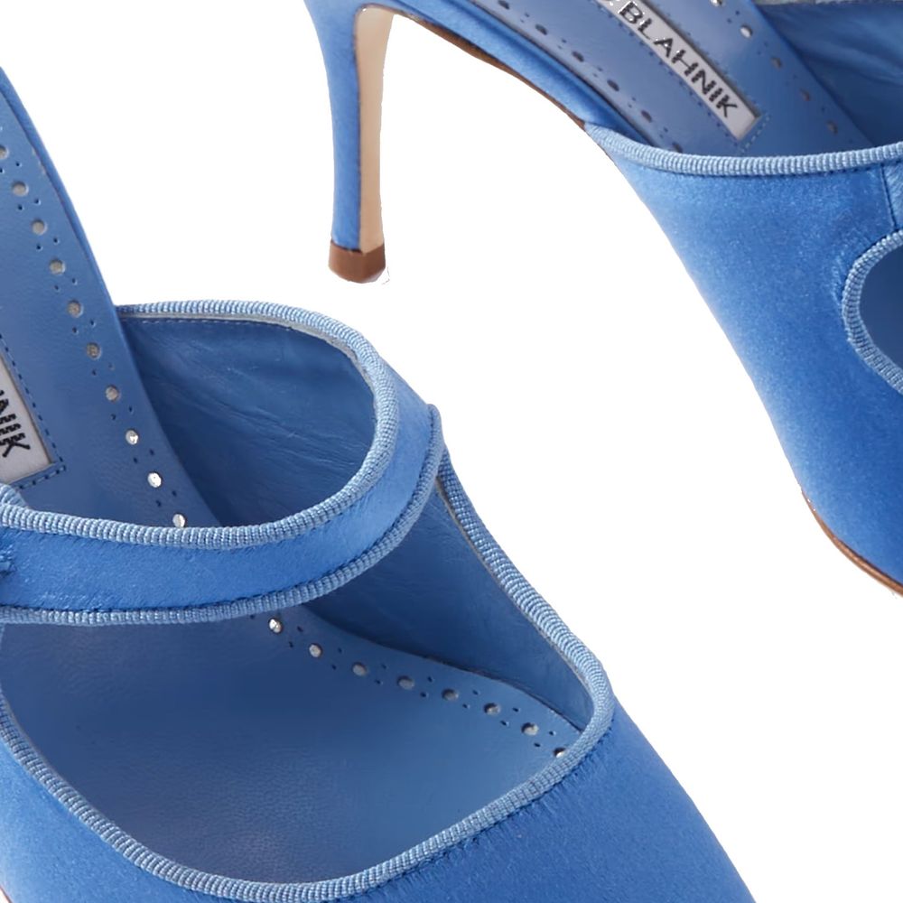 Manolo Blahnik Blue Silk Mules