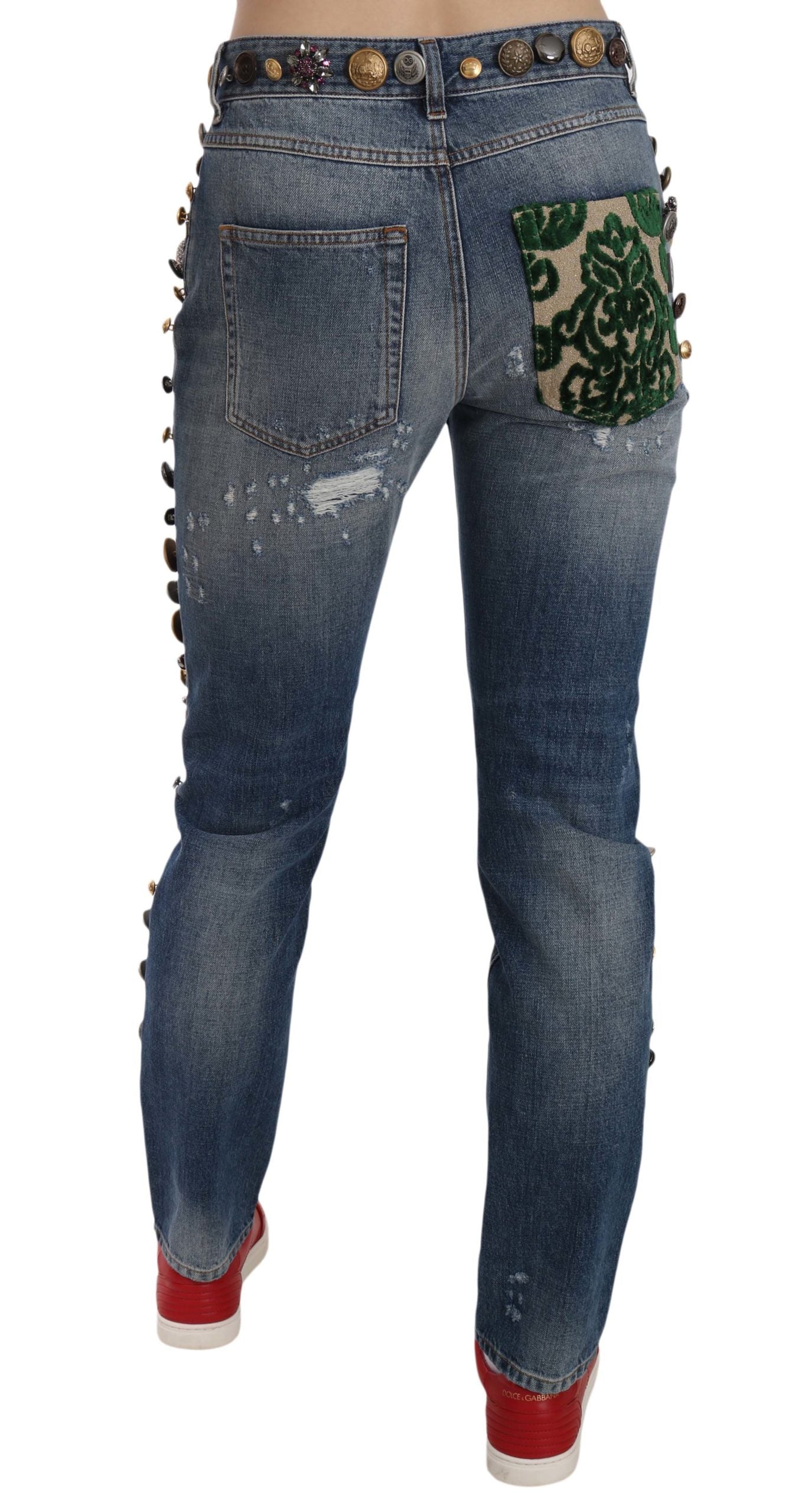 Dolce & Gabbana Distressed Embellished Buttons Denim Pants Jeans Dolce & Gabbana