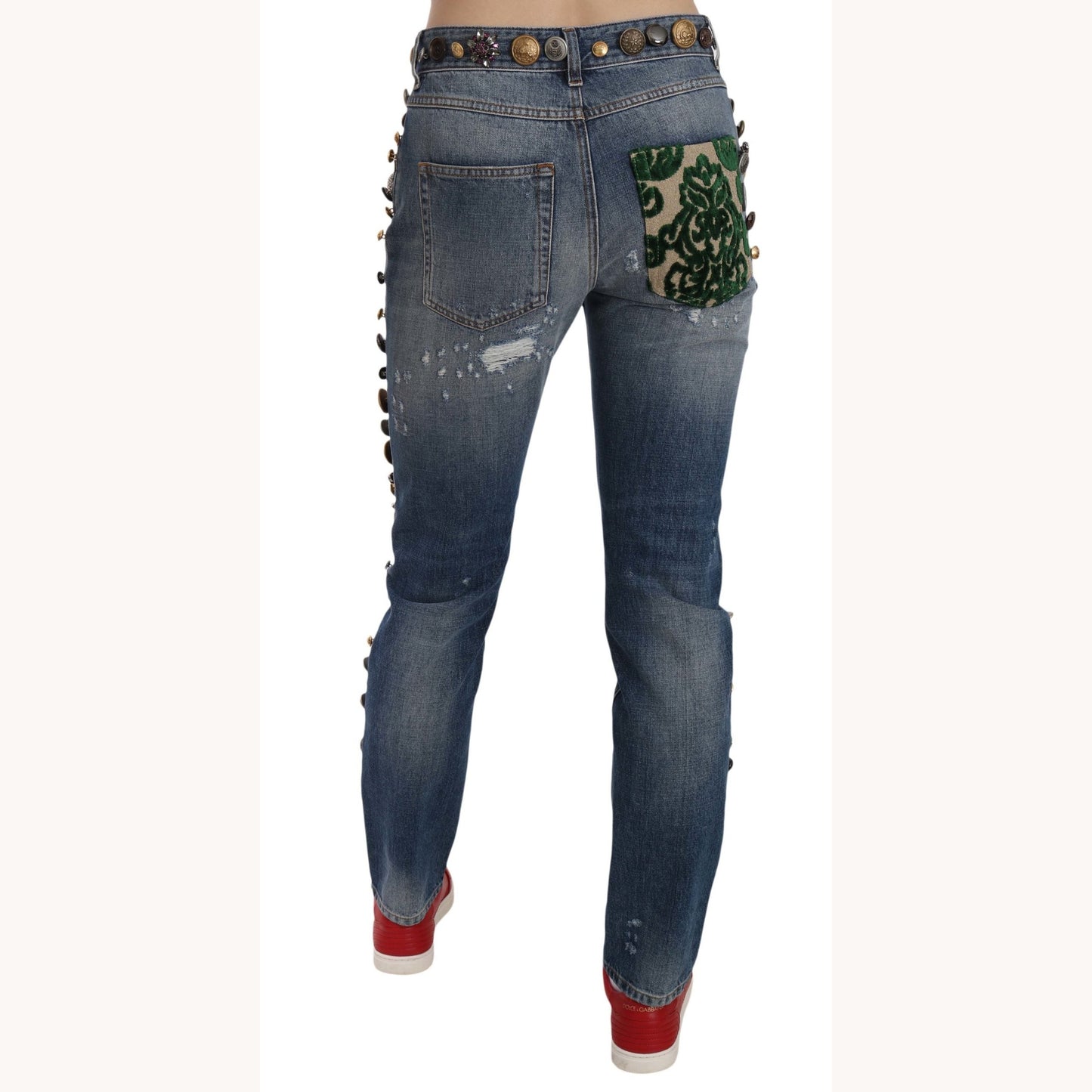 Dolce & Gabbana Distressed Embellished Buttons Denim Pants Jeans Dolce & Gabbana