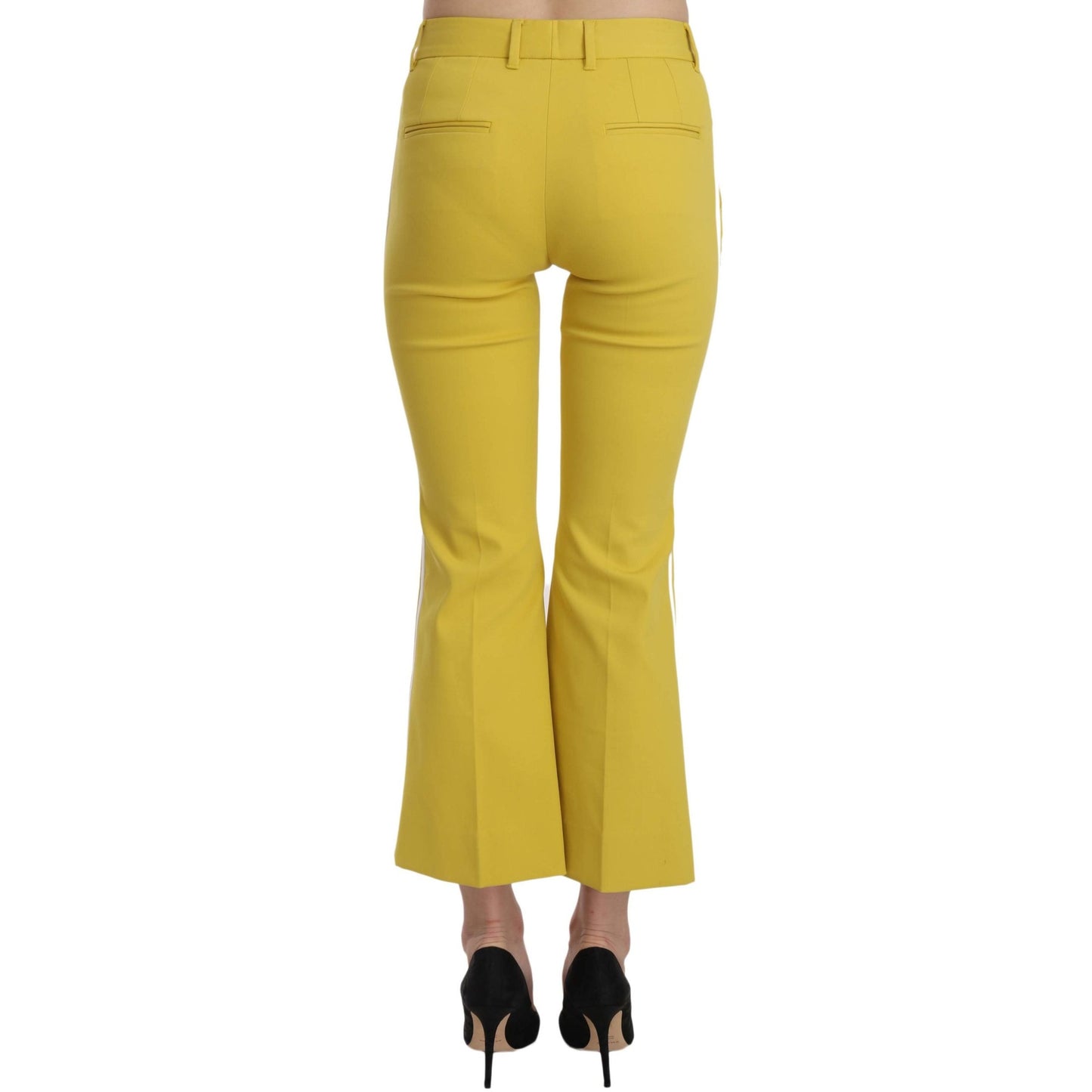 Dolce & Gabbana Yellow Flared Bootcut Capri Cotton Pants Dolce & Gabbana